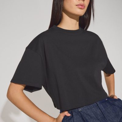 Gita Cotton Round Neck Boxy Crop Tee