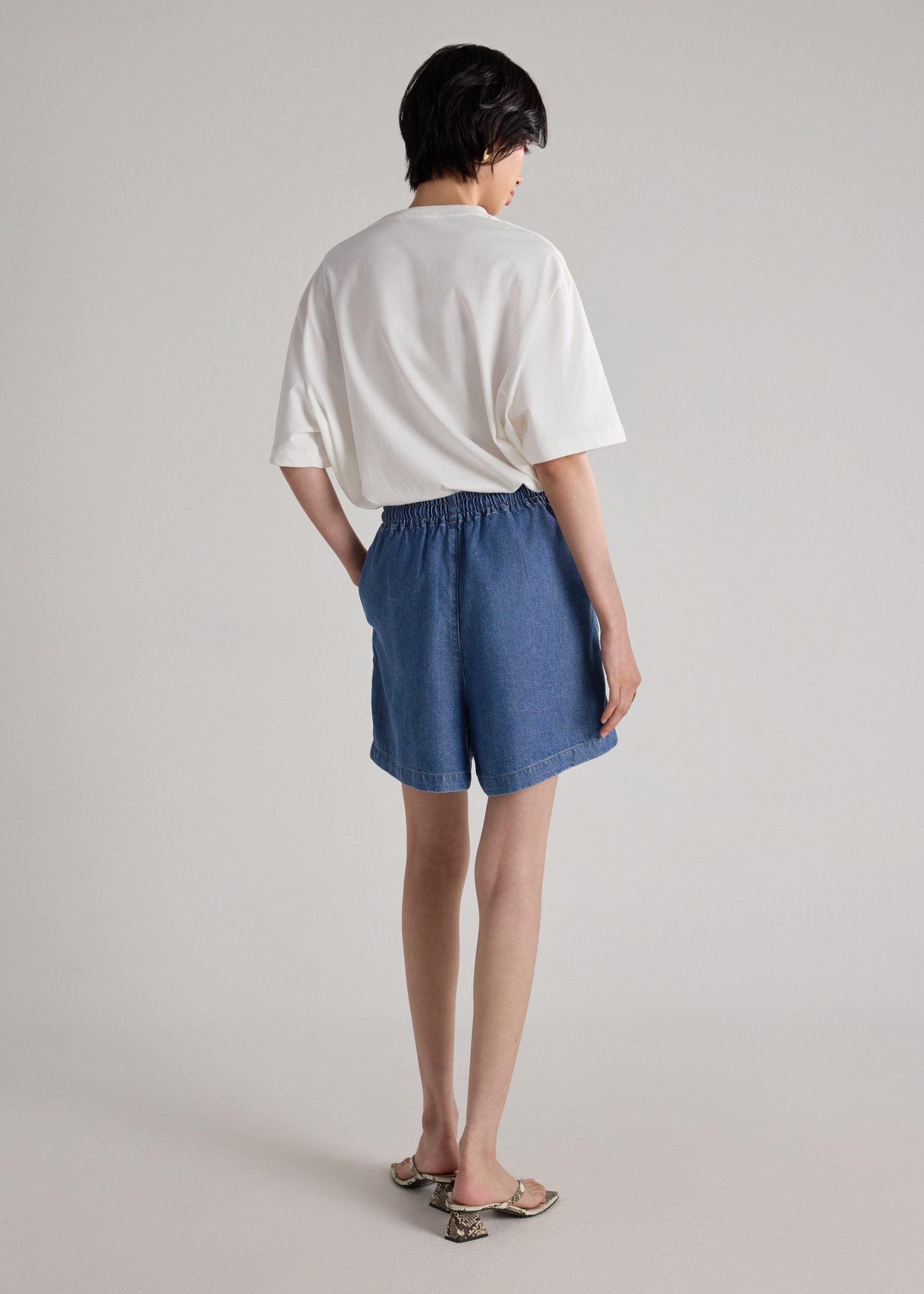 Demi Lyocell Chambray Drawstring Shorts - Image 9