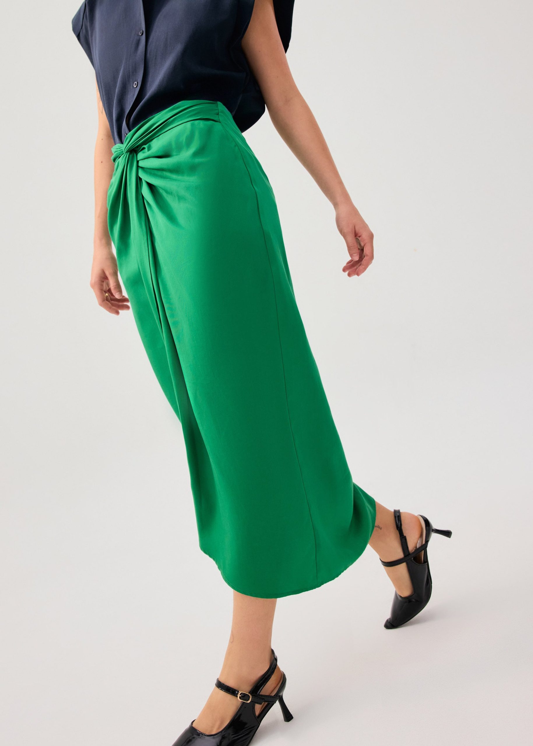 Lyocell Front Twist Column Midaxi Skirt - Image 11