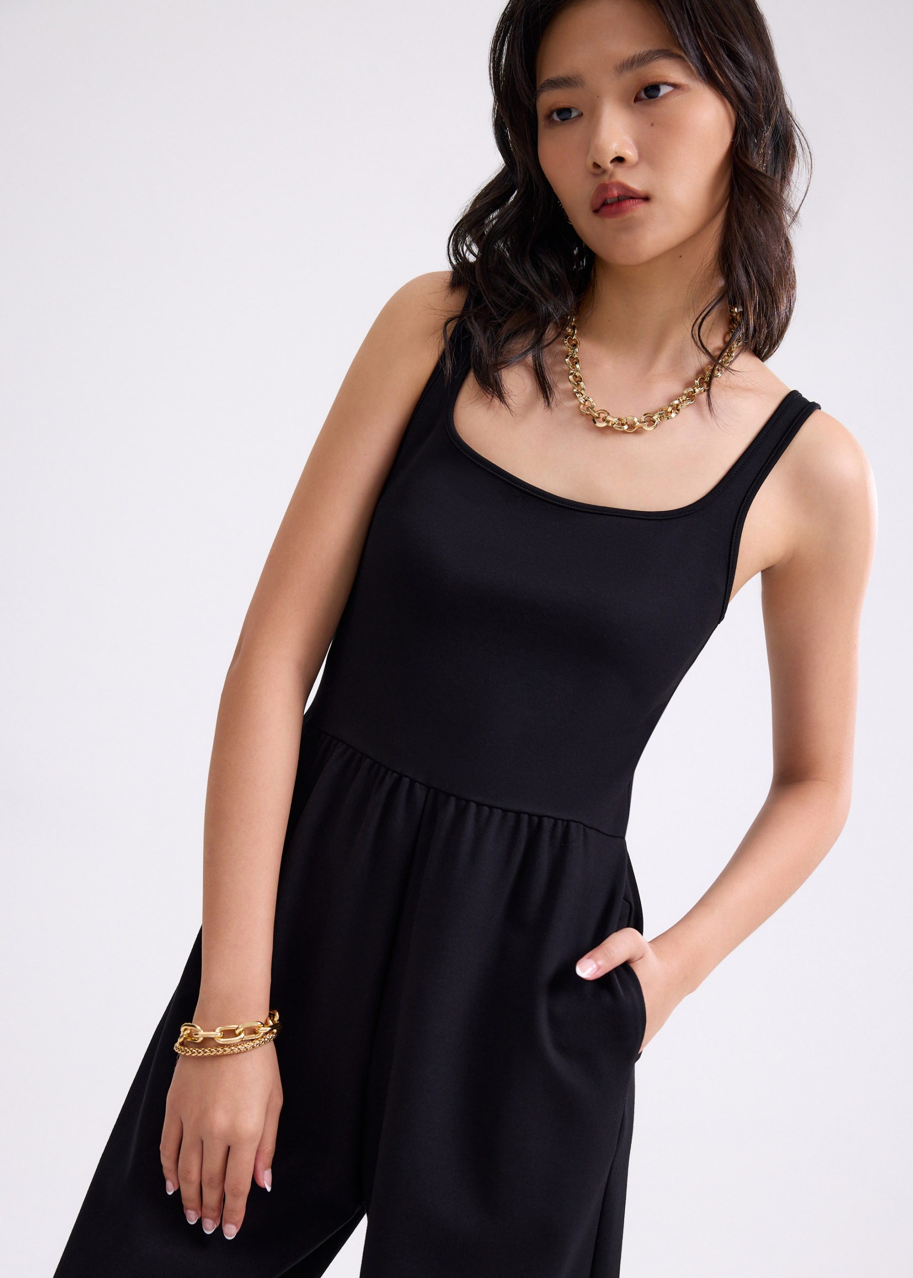 Leggy??Elastic Jersey Square Neck Jumpsuit - Image 3