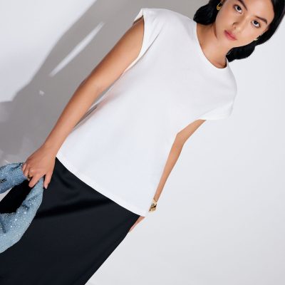 Kelly Cotton Round Neck Drop Shoulder T-shirt