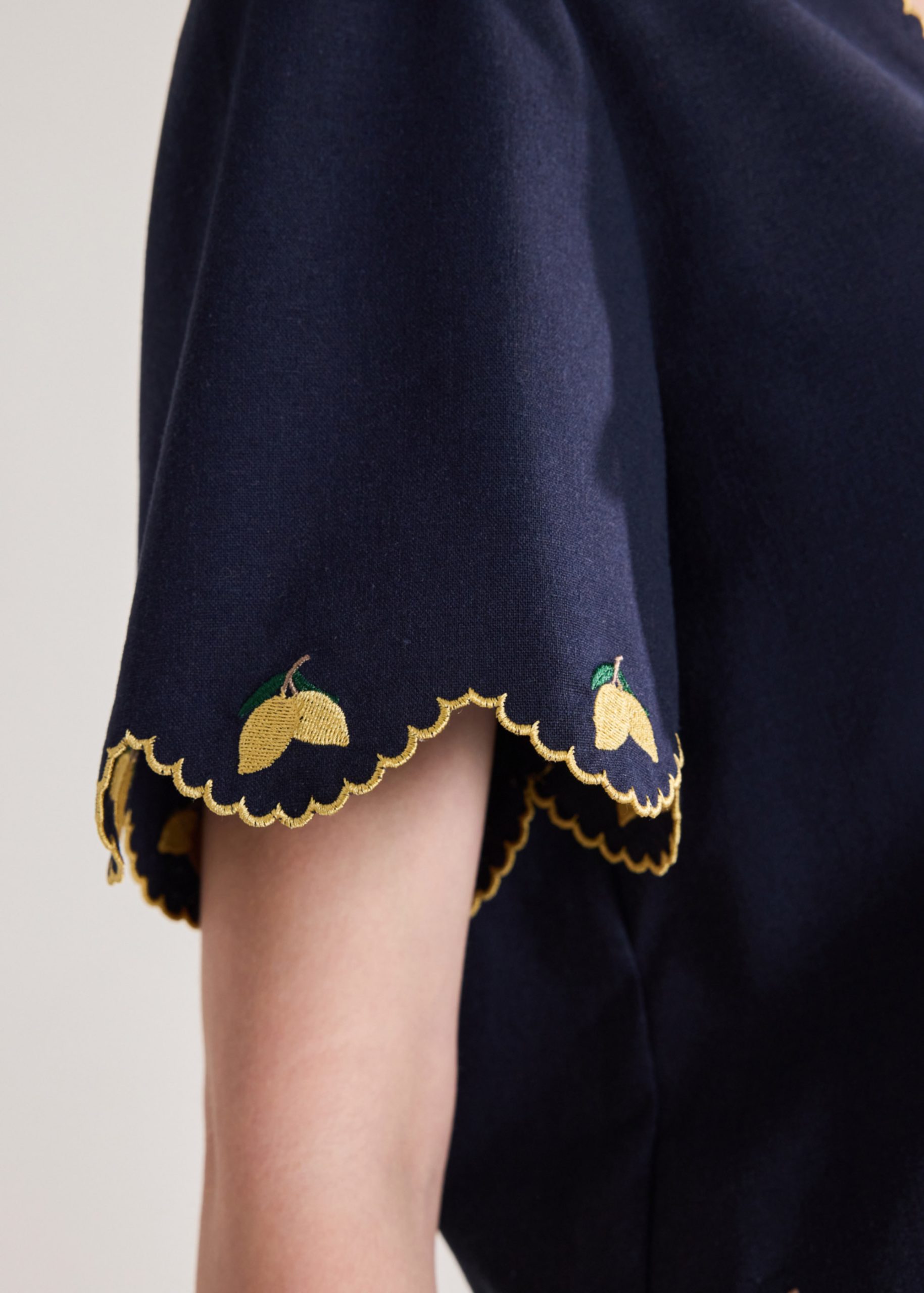 Embroidered Ribbon Tie Blouse - Image 5