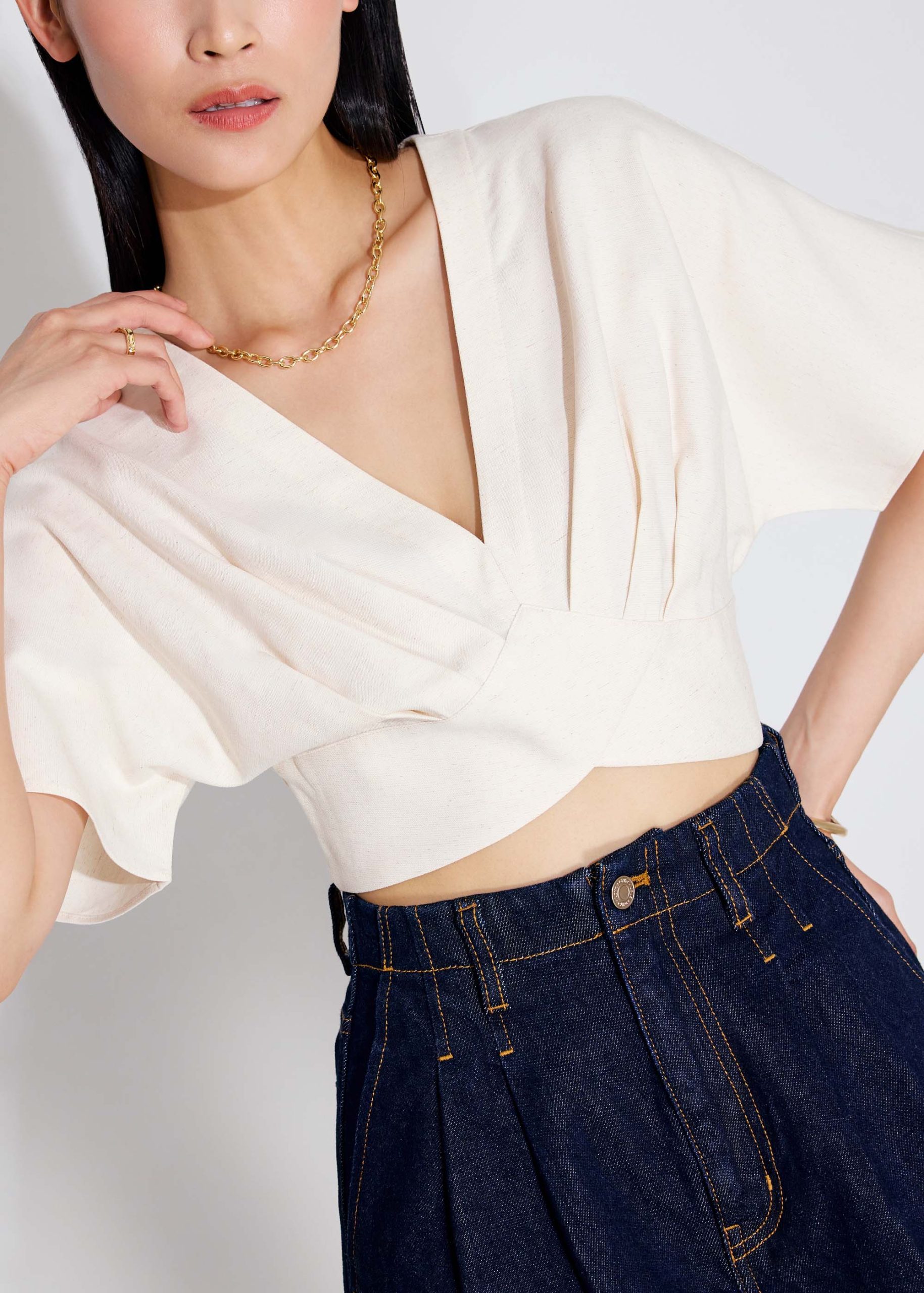 V-neck Kimono Sleeve Crop Top - Image 9