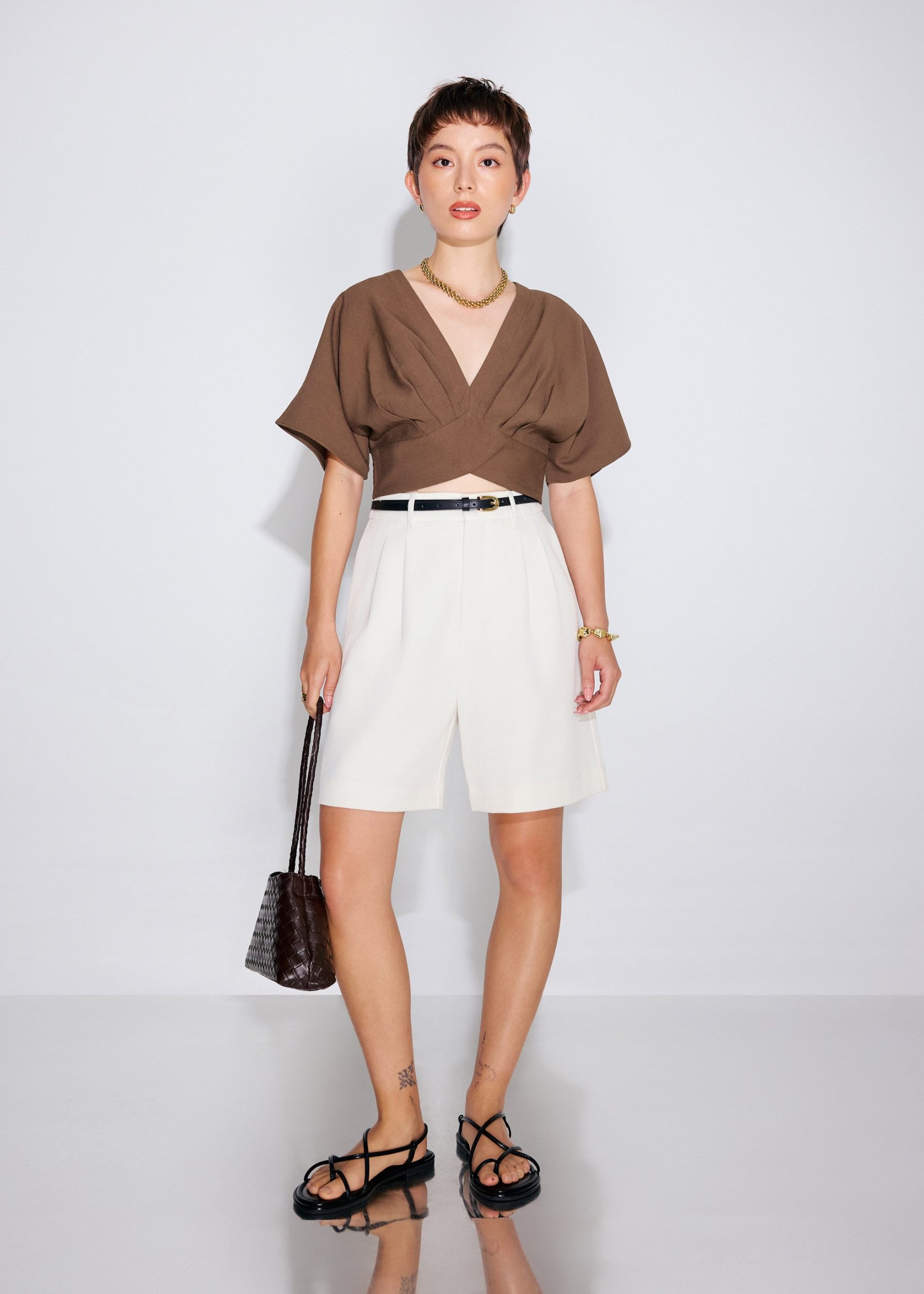 V-neck Kimono Sleeve Crop Top - Image 4