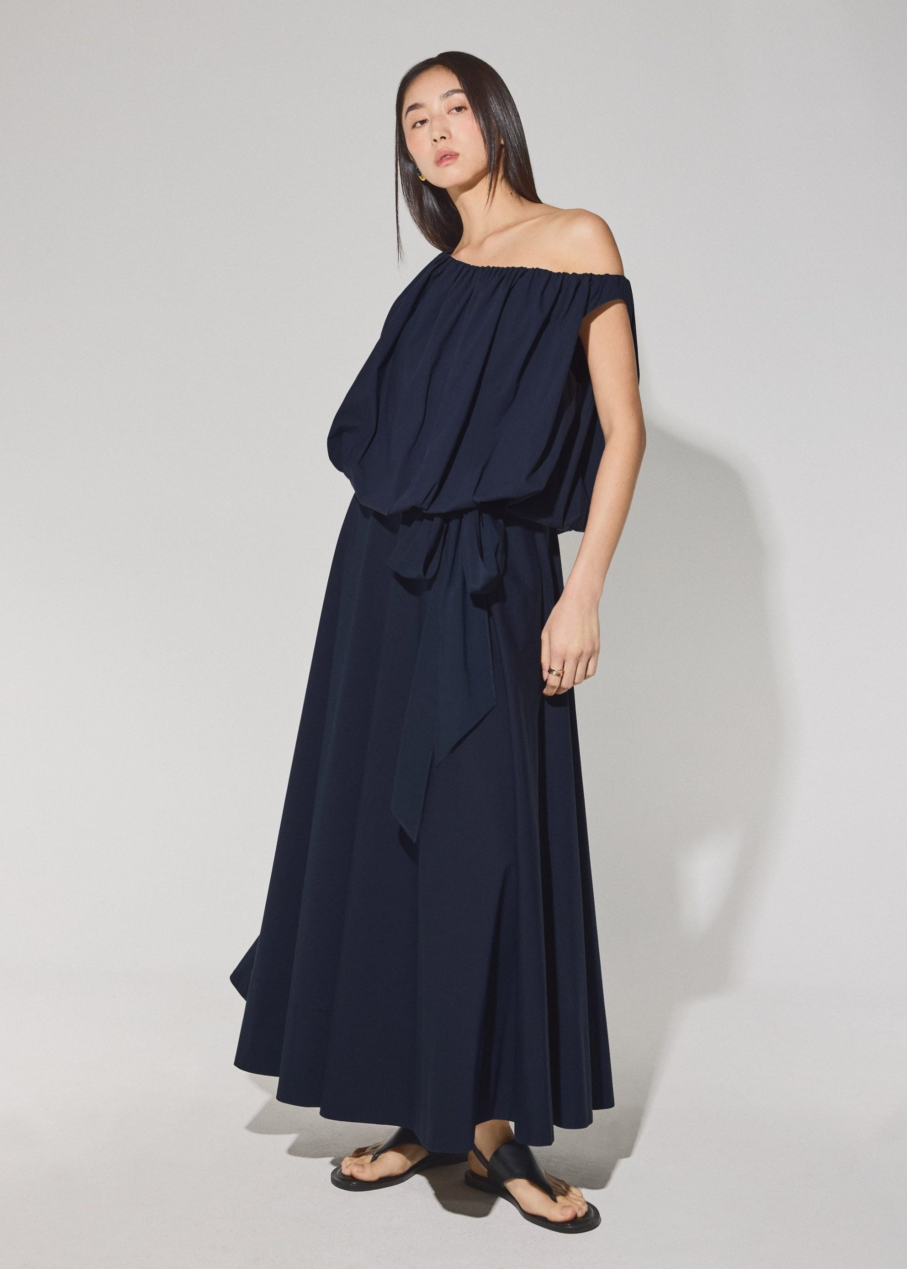 Cotton Side Tie Flare Floor Length Skirt - Image 6