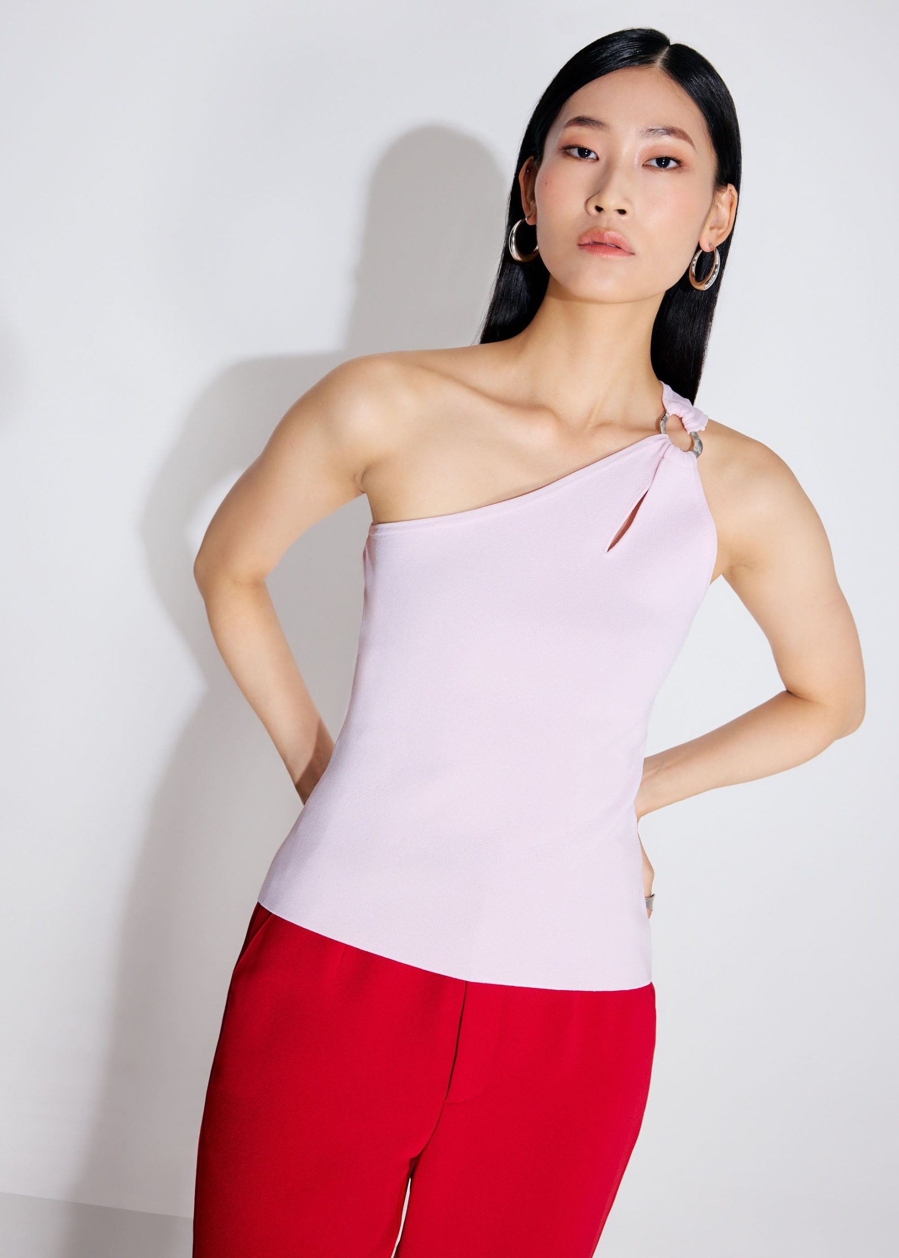 Buckle Detail Knit Toga Fitted Top - Image 17