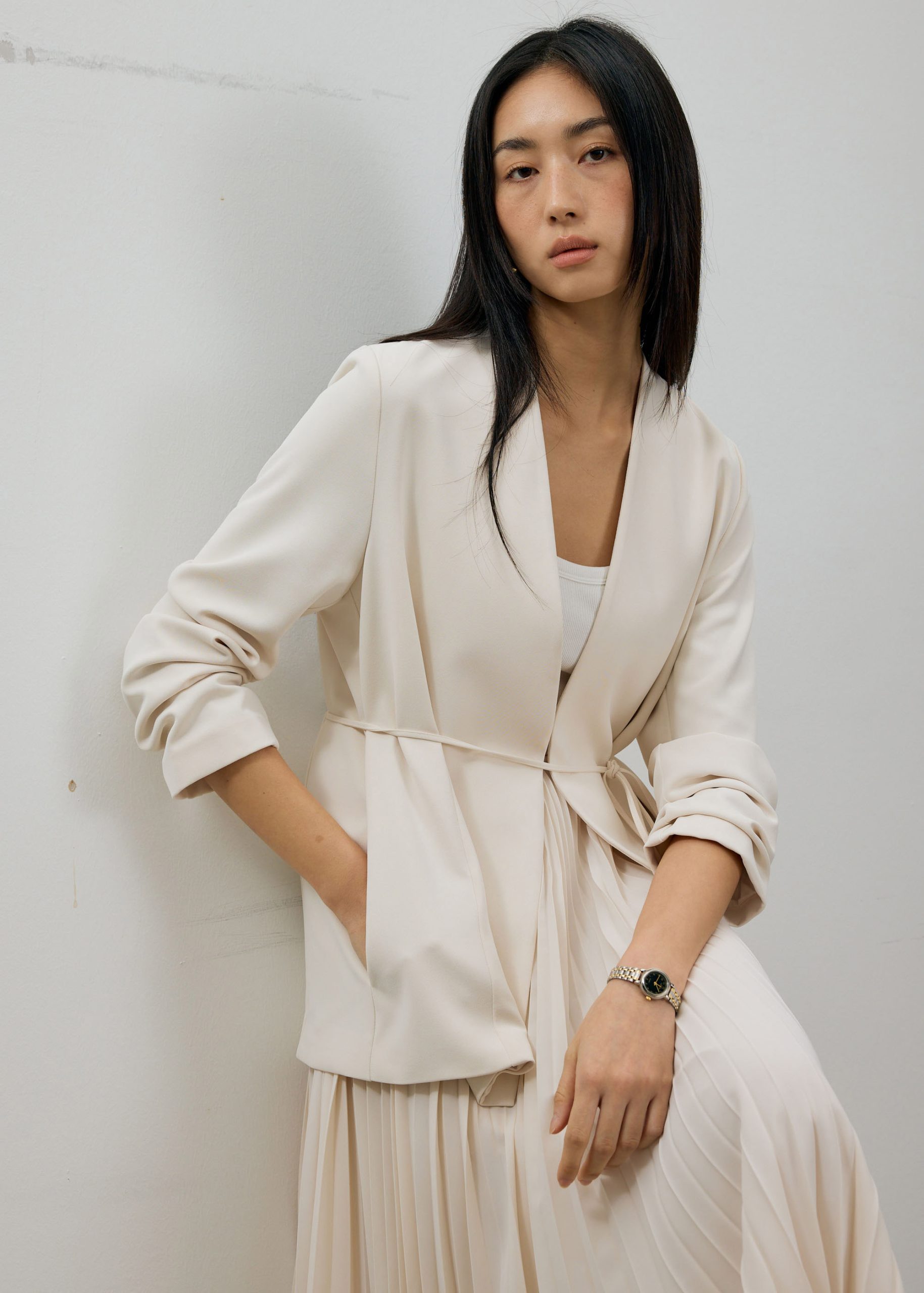 RuchedReady® Moira Belted Collarless Blazer - Image 13