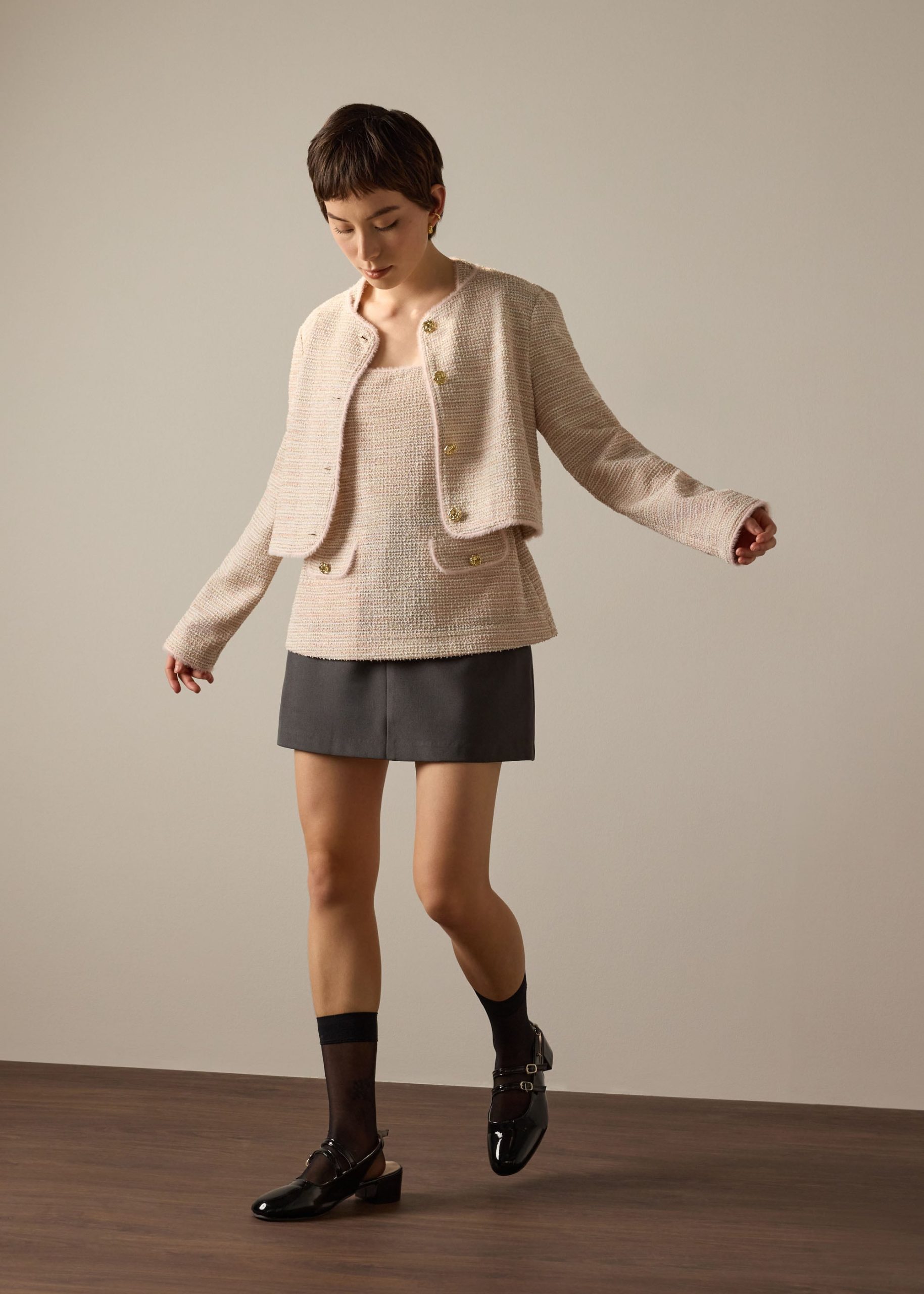 Ashna Stretch Tweed Fitted Top - Image 10