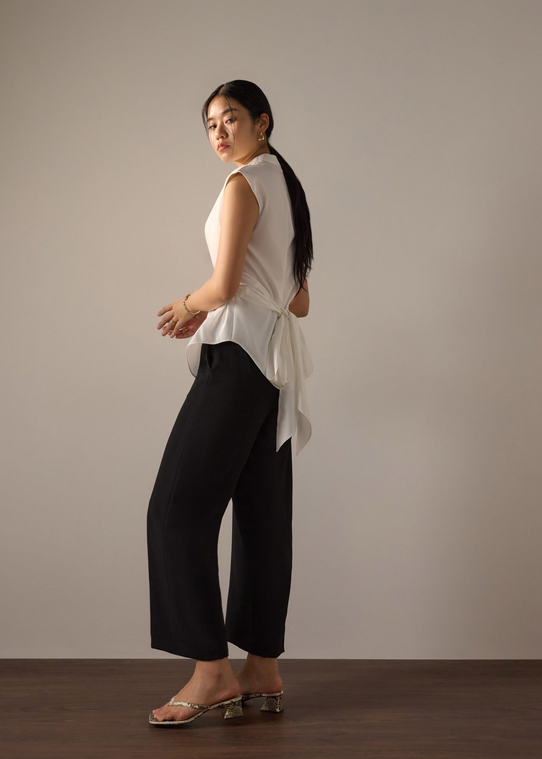 Leggy??Pia Adjustable Hem Elastic Melange Straight Leg Pants - Image 8