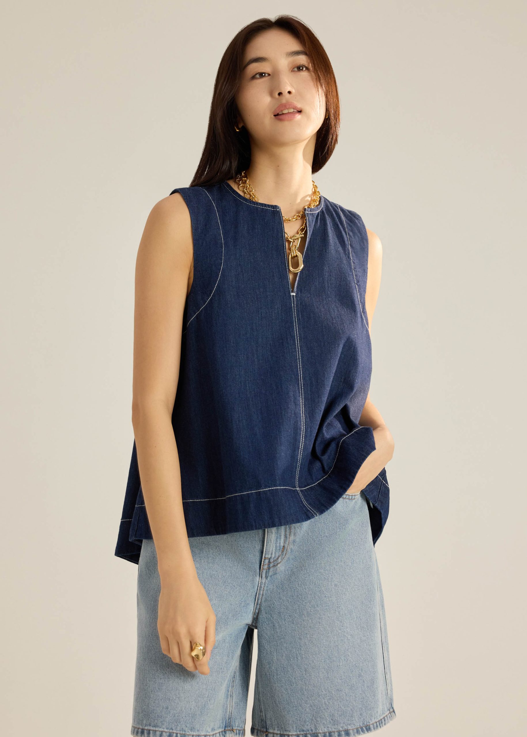 Denim Relaxed Shell Top - Image 4