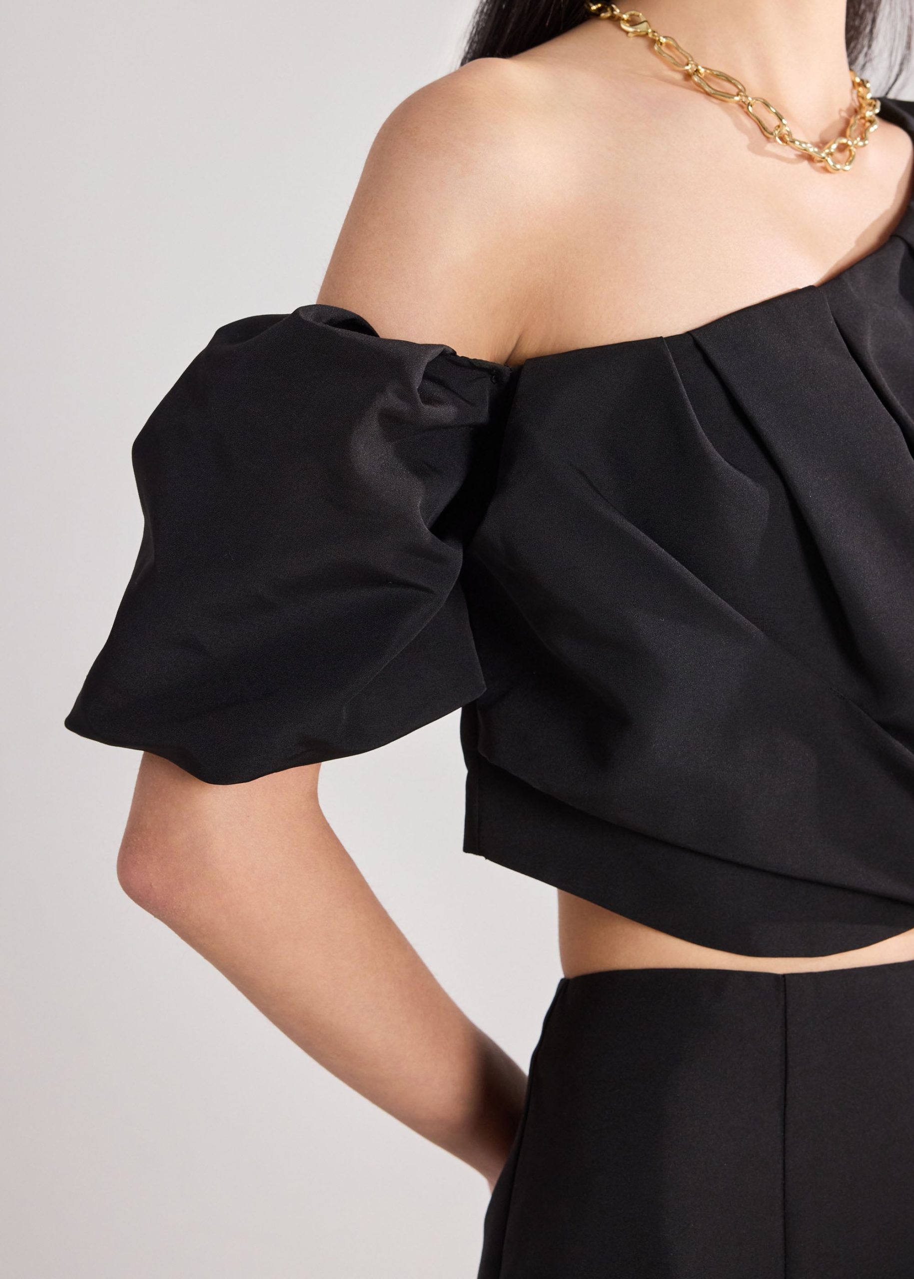 Taffeta Asymmetric Crop Top - Image 4