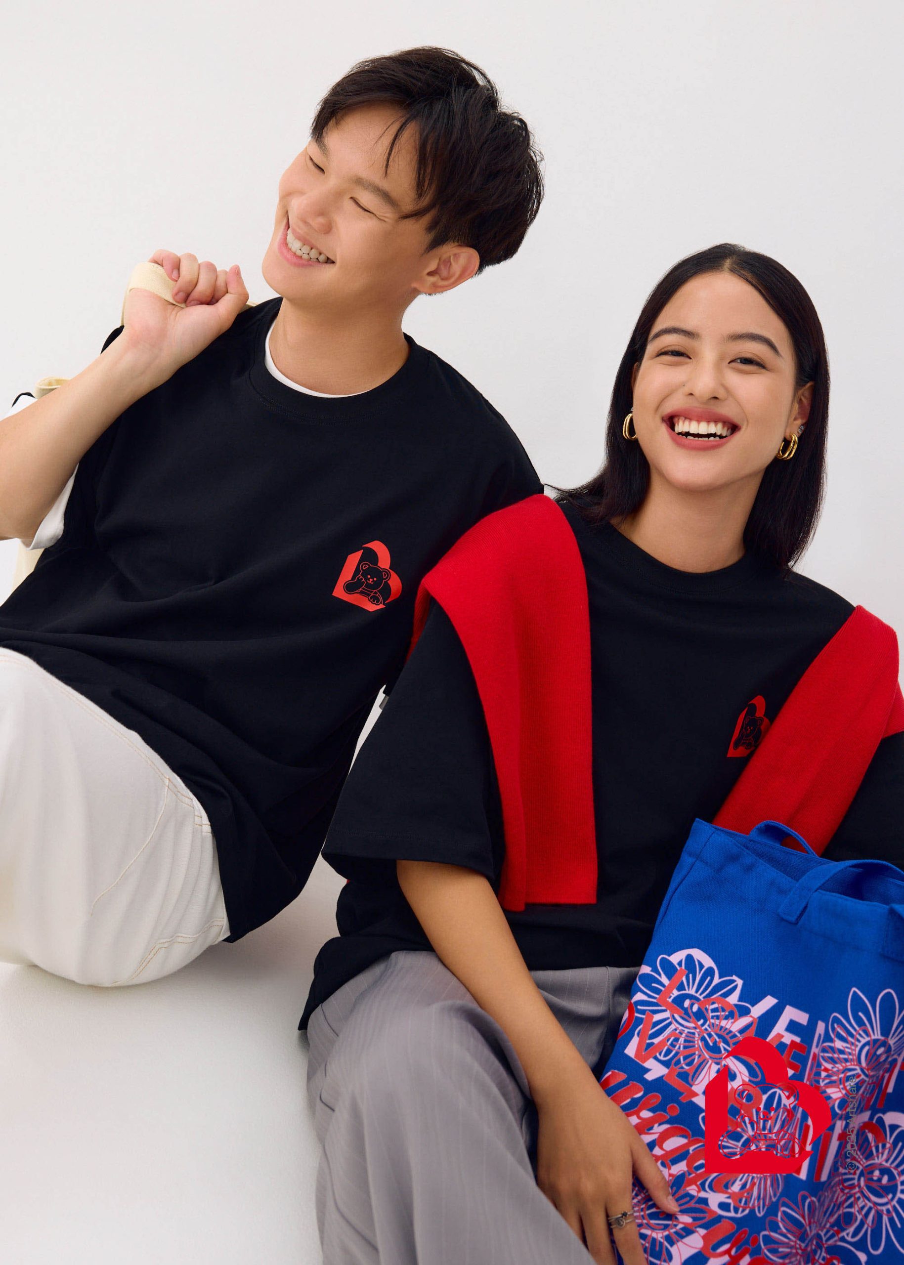 Love, Bonito | Wiggle Wiggle Unisex Oversized Drop Shoulder Tee in Black - Image 3