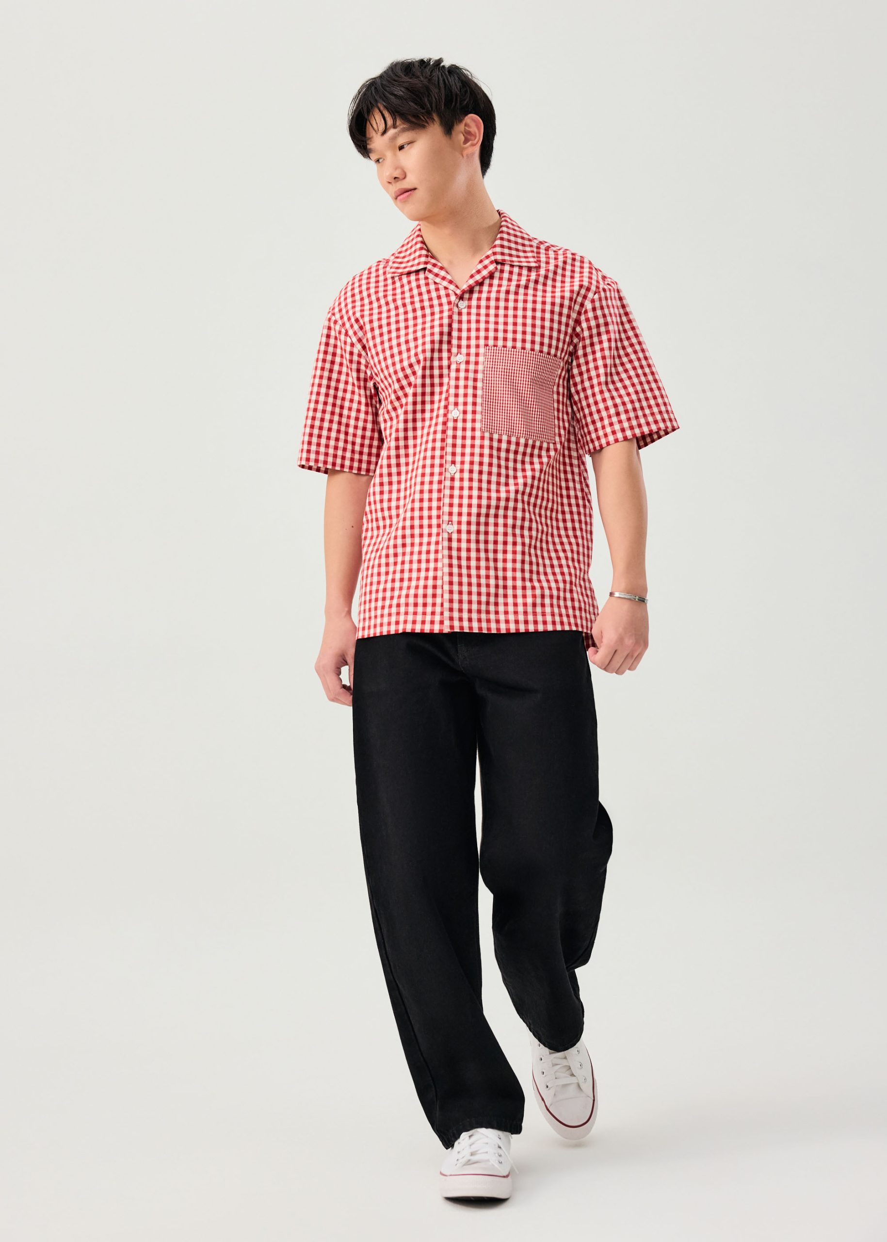 Unisex Relaxed Gingham Cotton Button Down Shirt - Image 2