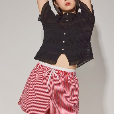 Striped Cotton A-line Shorts