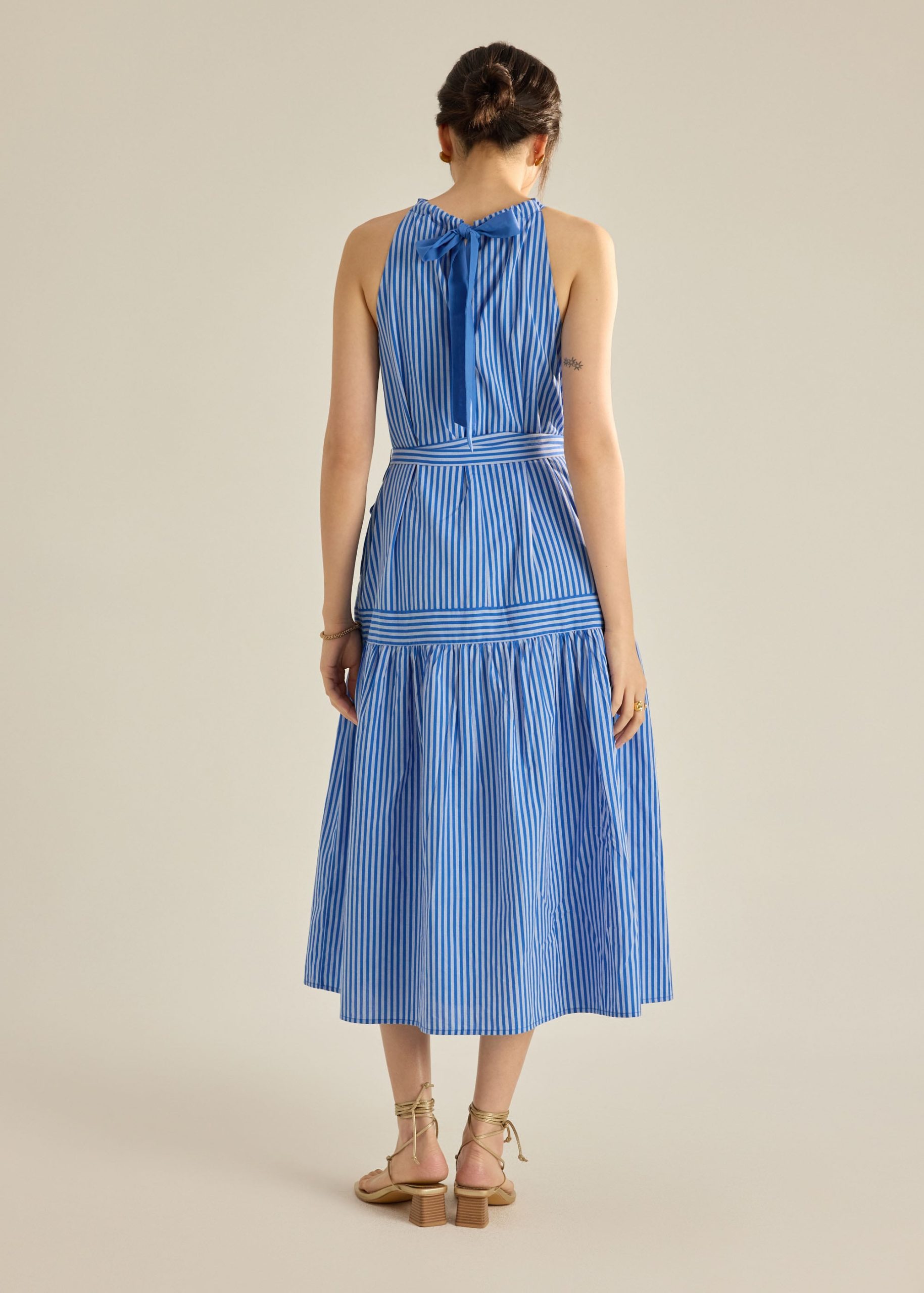 Striped Poplin Maxi Dress With Sash - Image 6