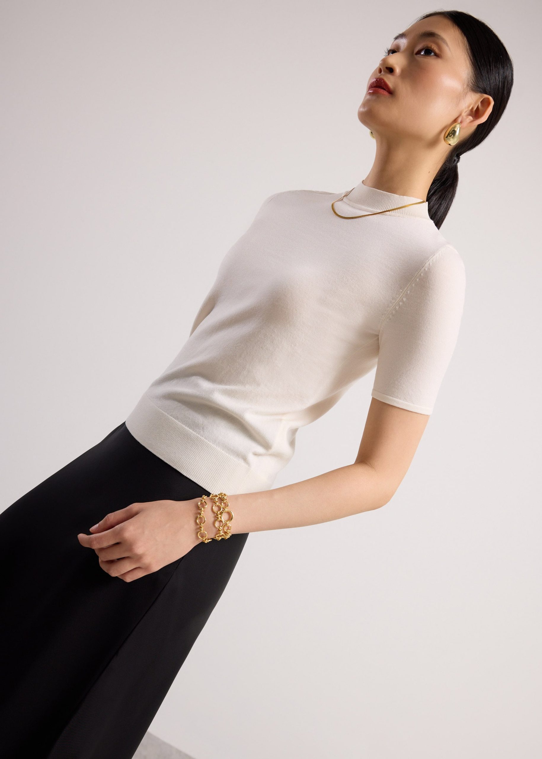 Noorie Lyocell Mock Neck Fitted Top - Image 11