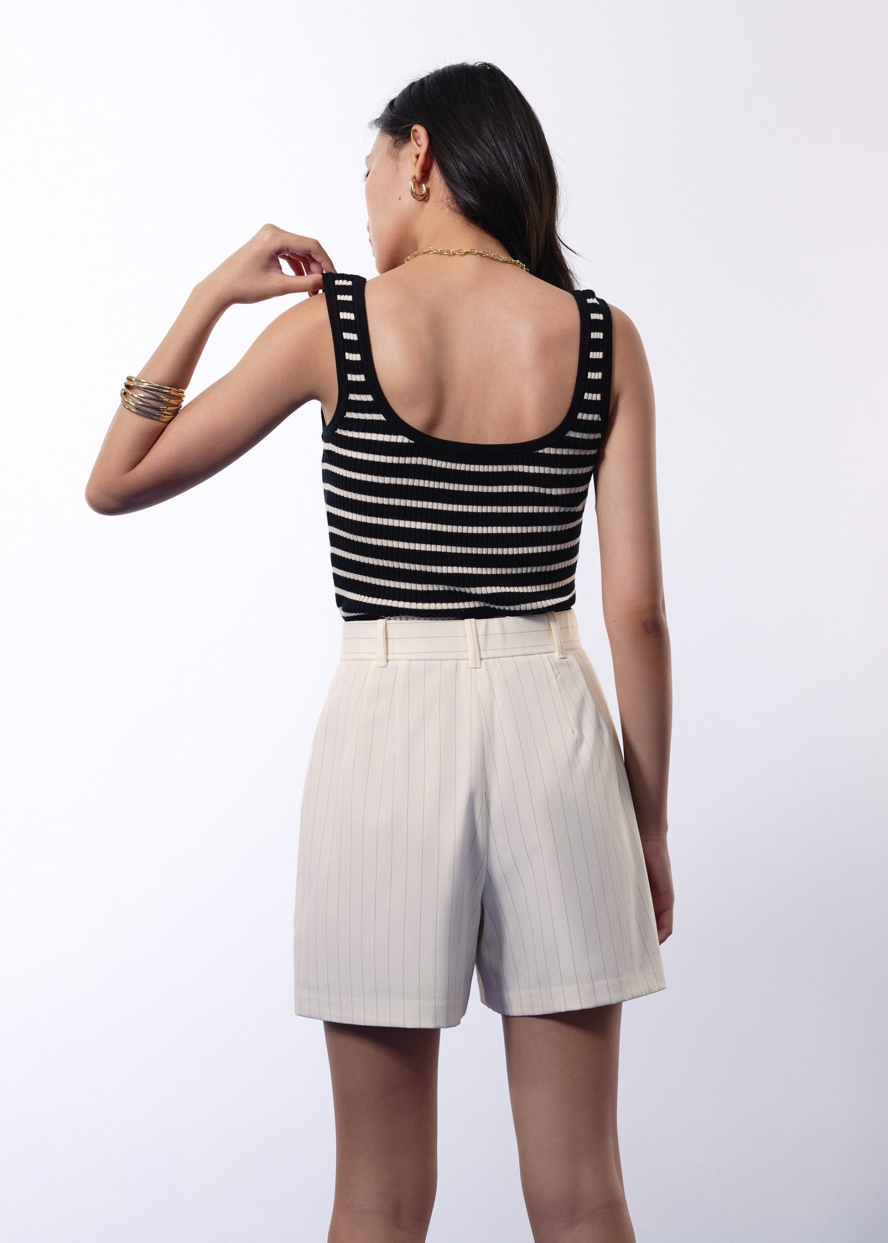 Lei Elastic Tailored Pinstripe Bermuda Shorts - Image 16