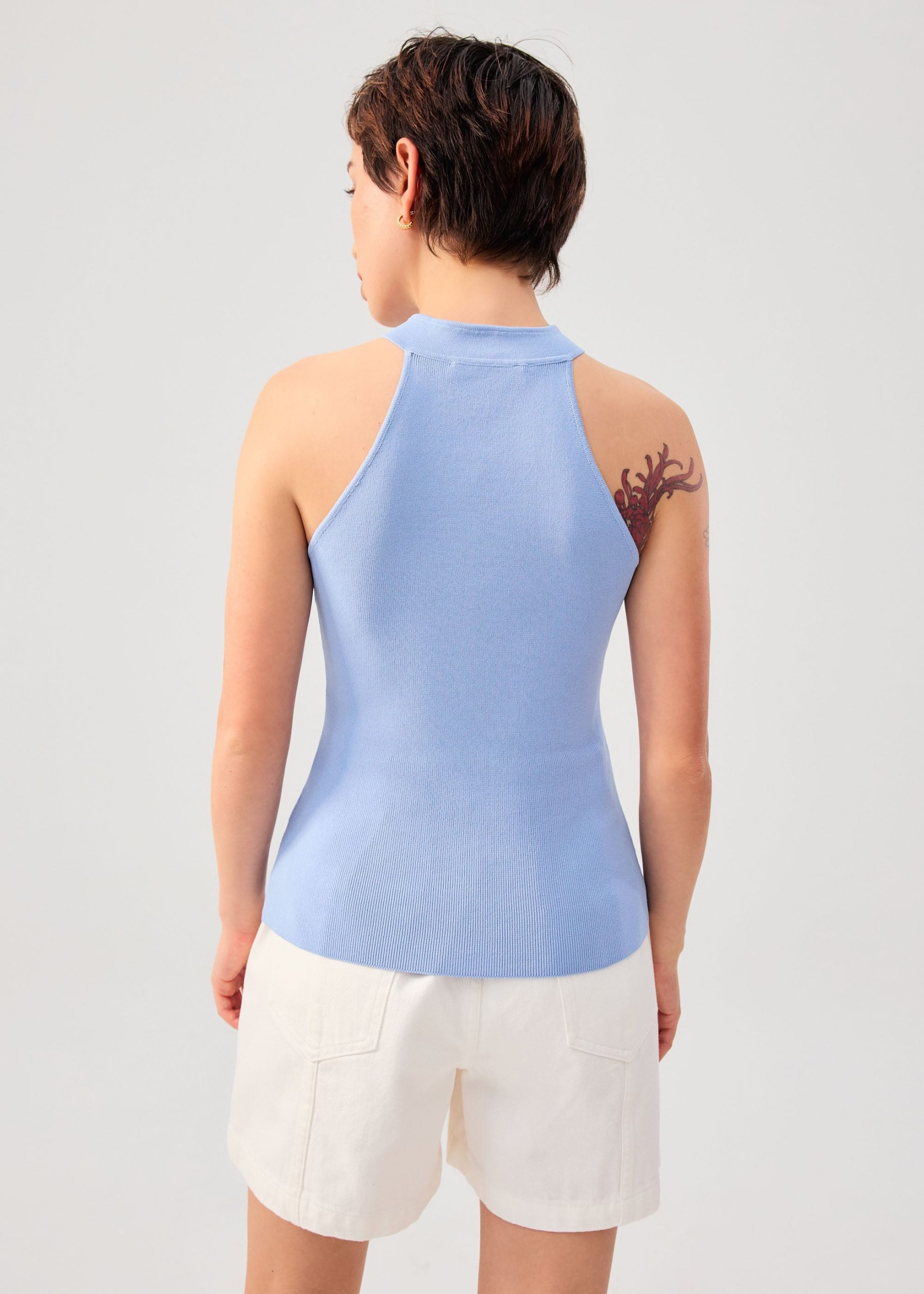 Knit Mandarin Collar Fitted Top - Image 24