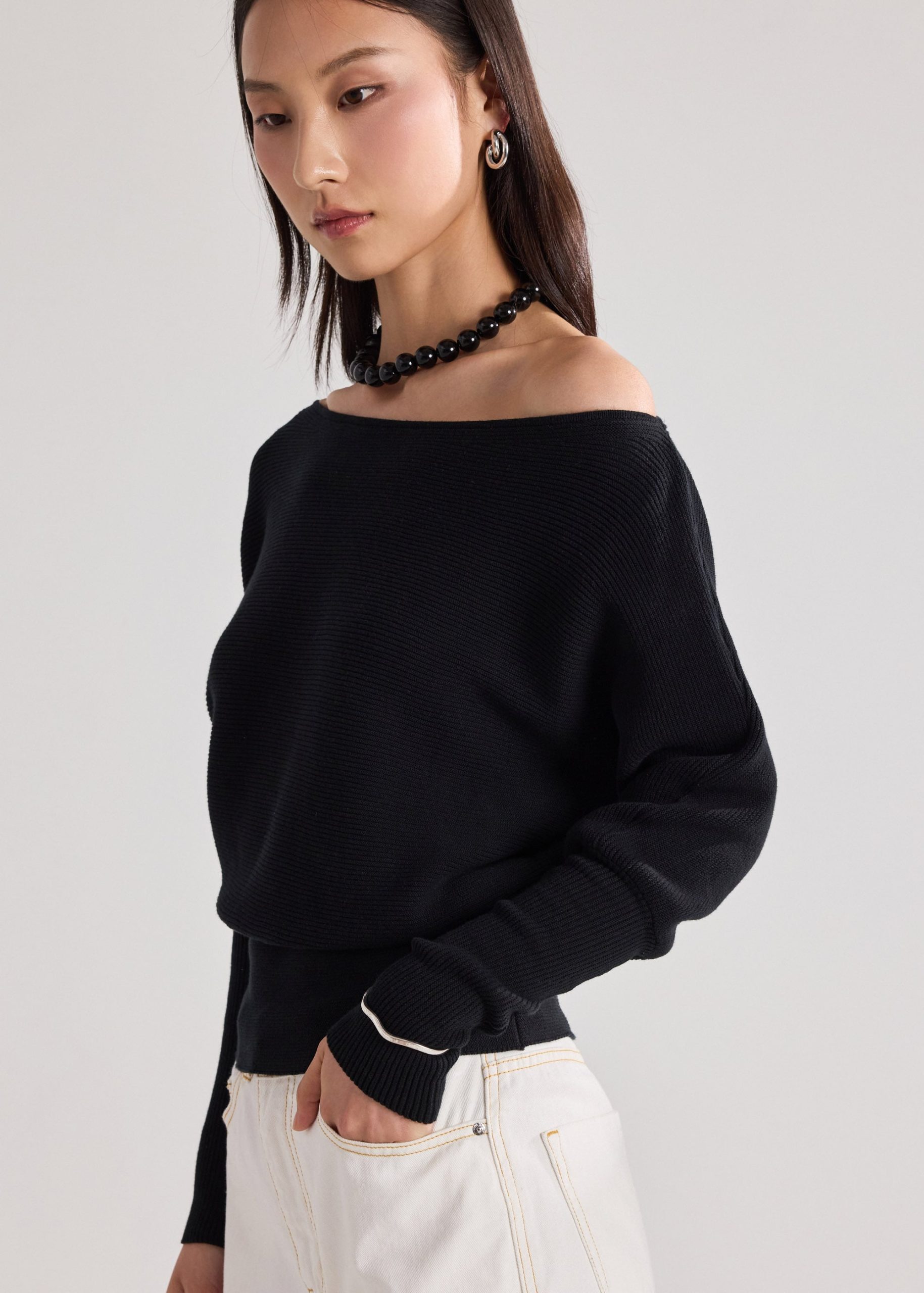 Knit Asymmetric Puff Sleeve Top - Image 26