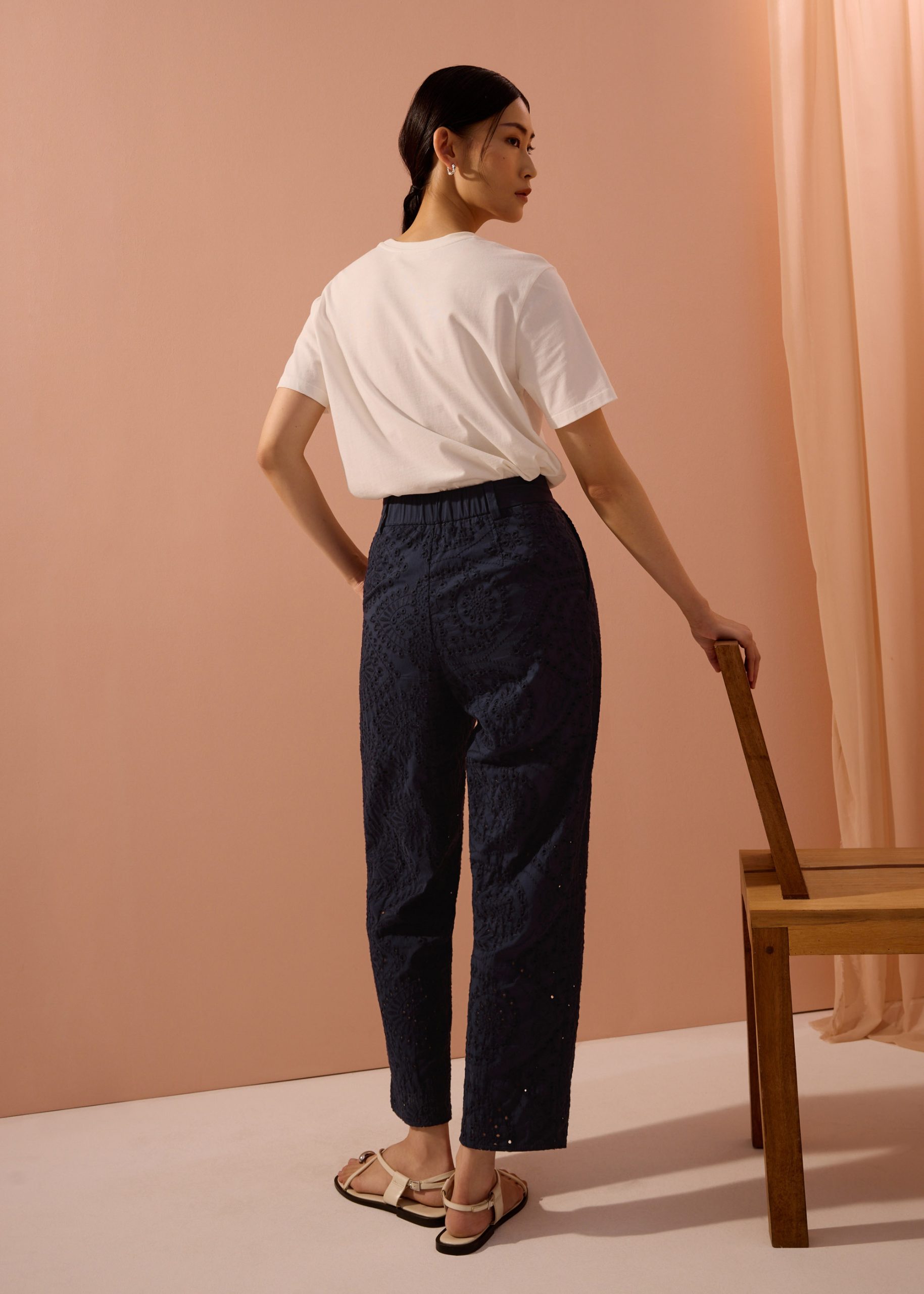 Elastic Peg Leg Pants in Soft Breeze Broderie - Image 12