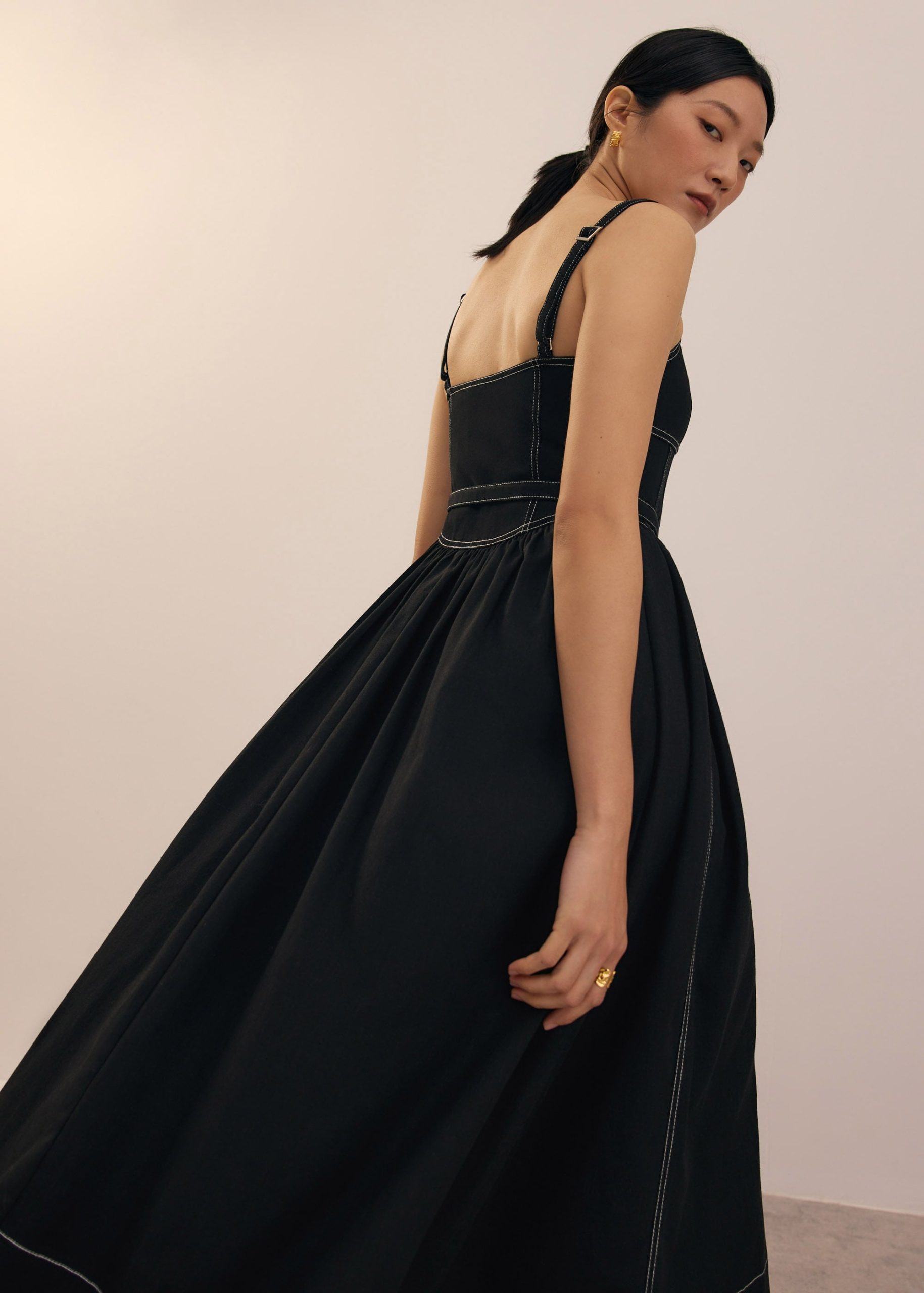 Detachable Sash Sweetheart Fit & Flare Midi Dress - Image 2