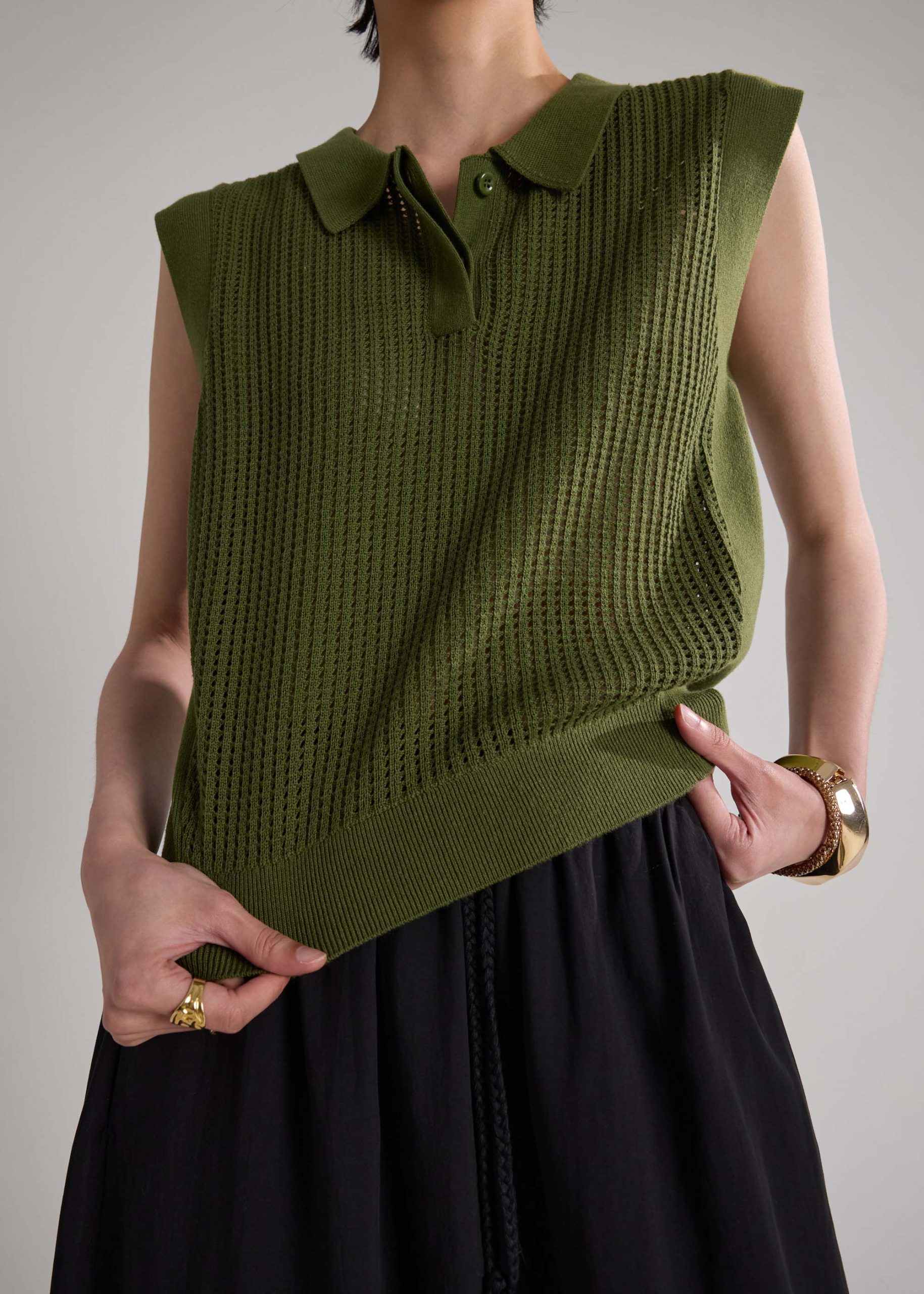 Open Knit Polo Top - Image 12