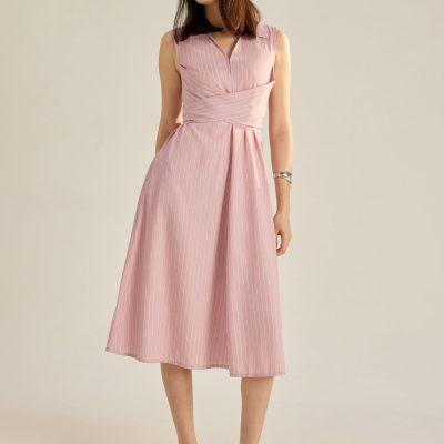Leela Pinstripe Fit & Flare Dress