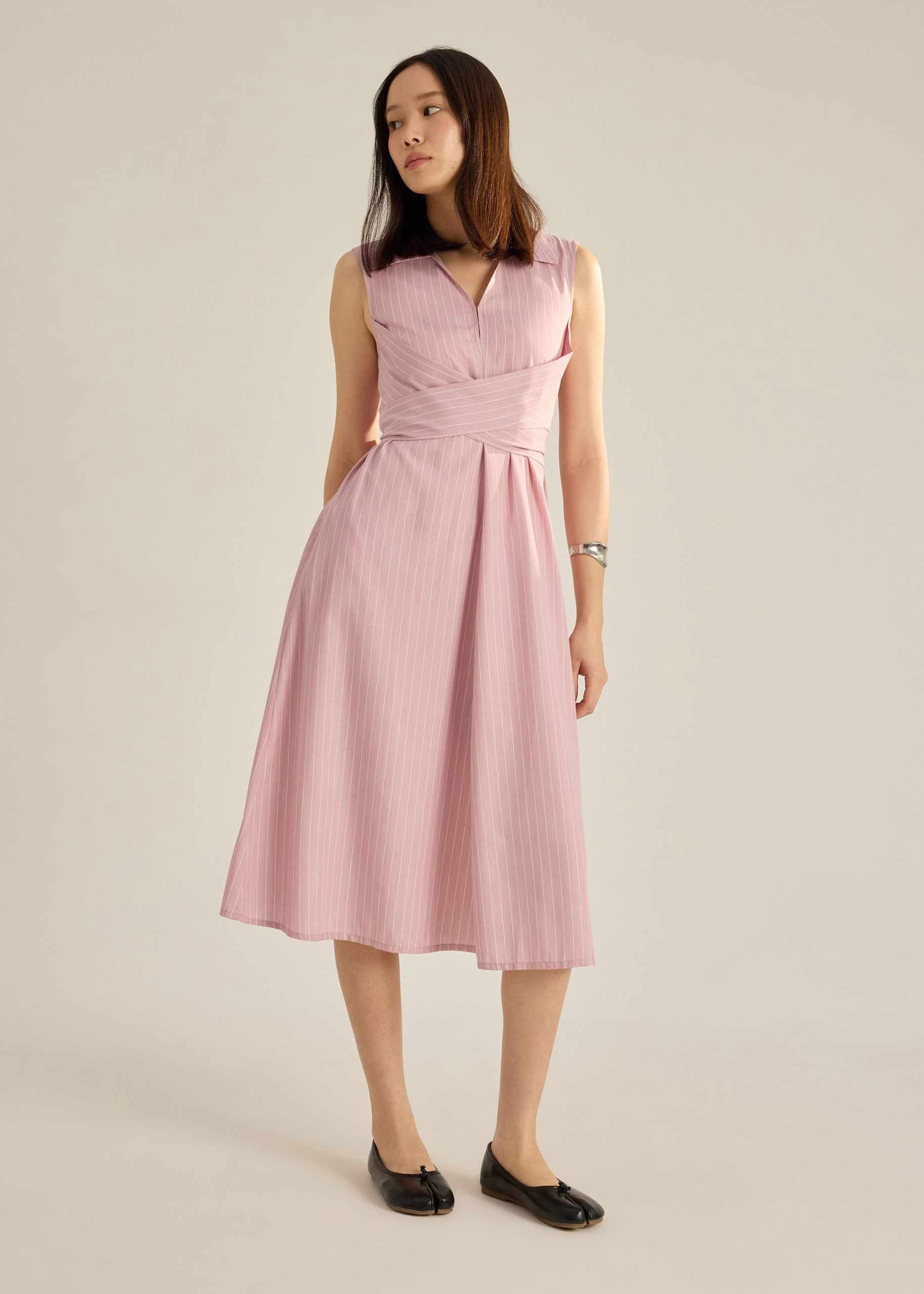 Leela Pinstripe Fit & Flare Dress