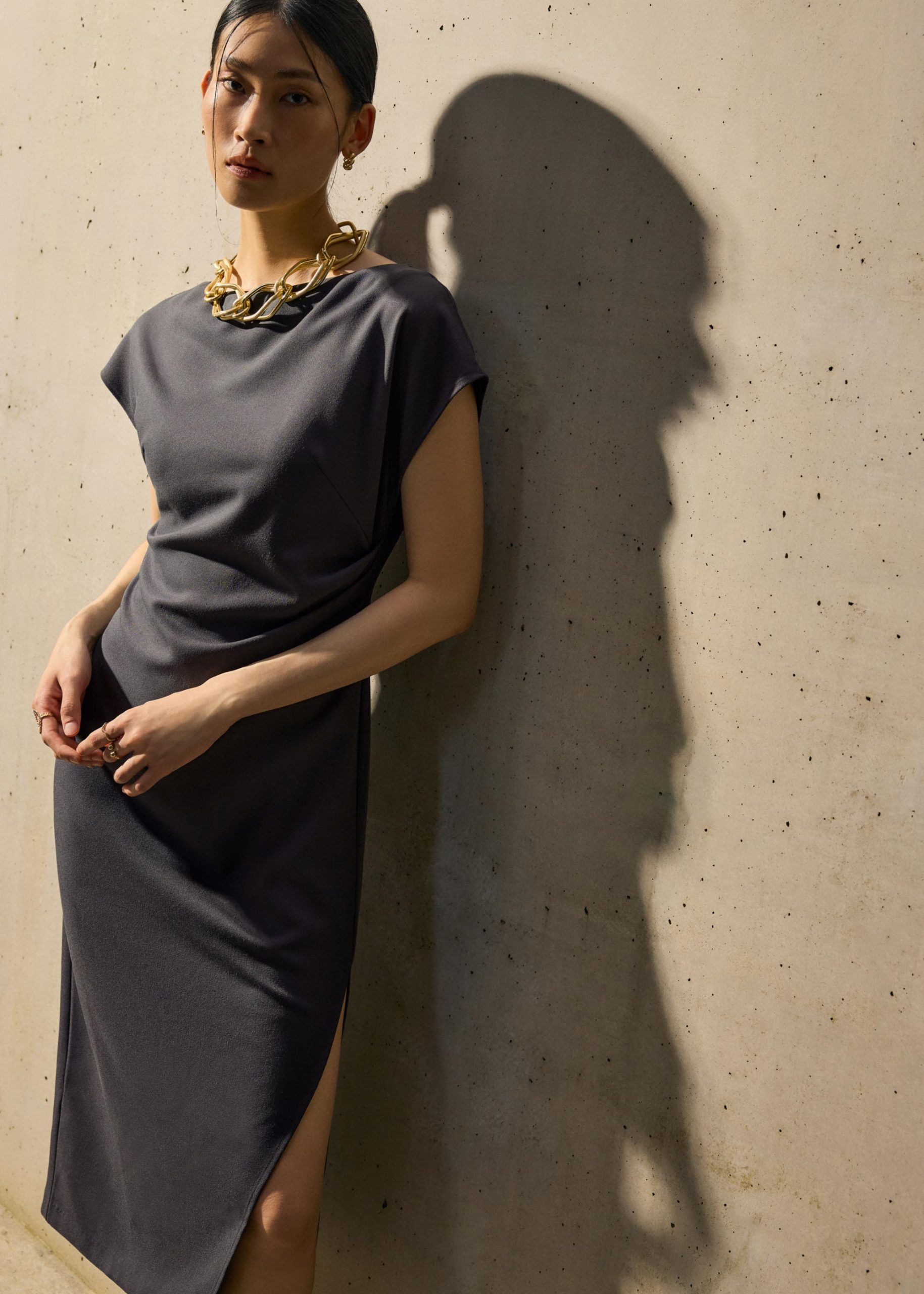 Hansa Boat Neck Column Drape Midaxi Dress - Image 2