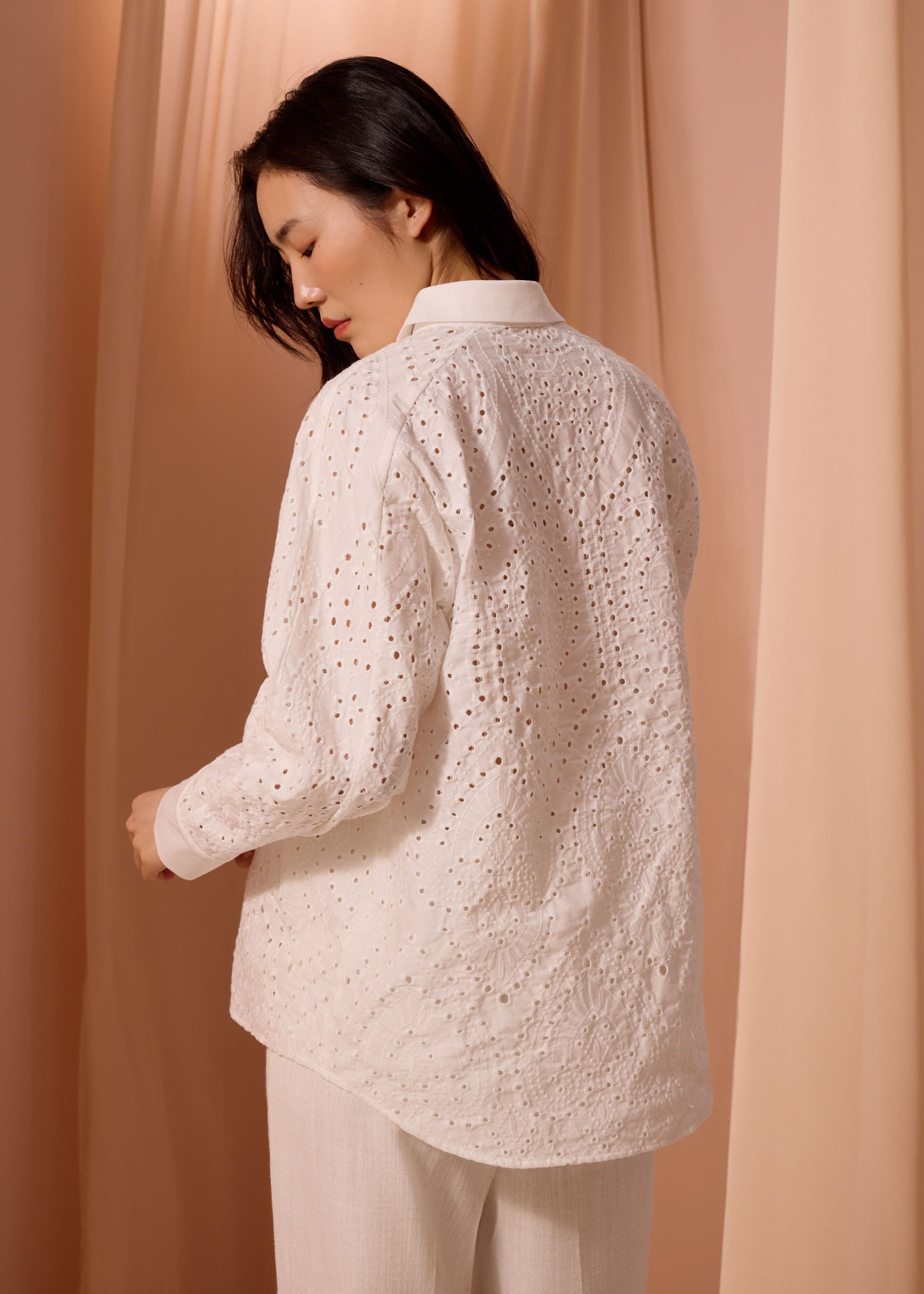 RuchedReady® Relaxed Collared Shirt in Soft Breeze Broderie - Image 5