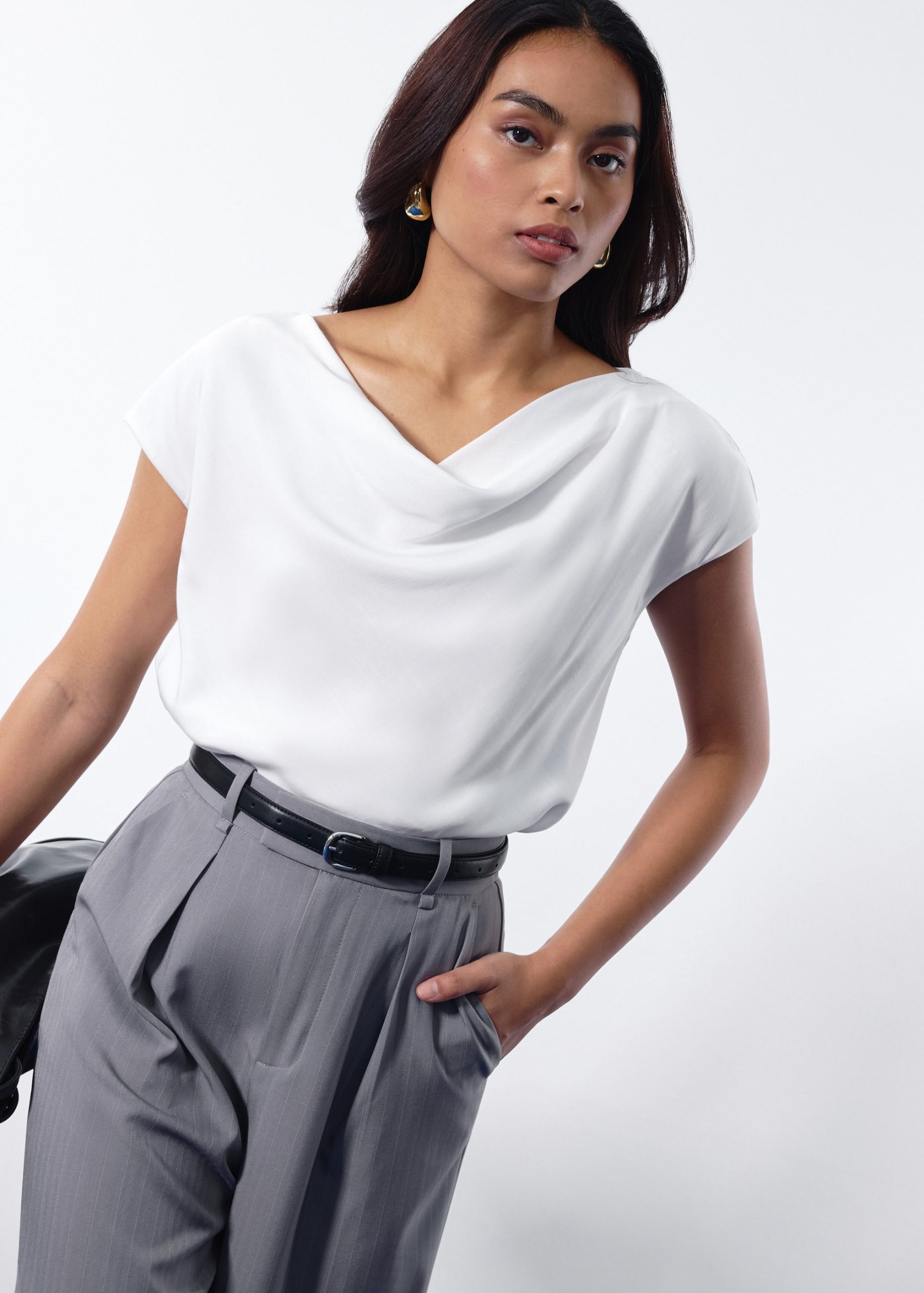 Atisha Multi-way Satin Cowl Neck Top - Image 2