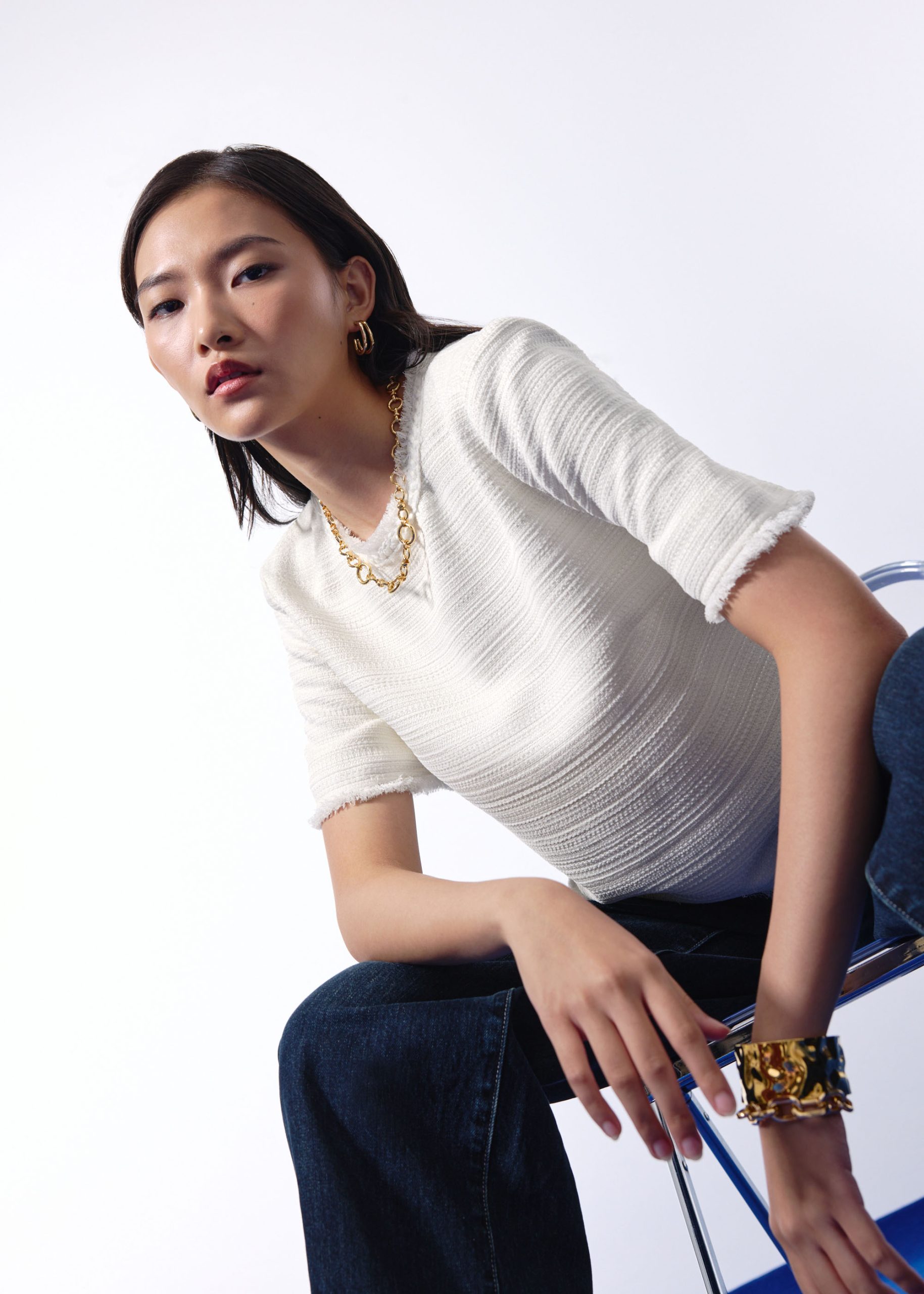 Iori Jacquard Tweed Boxy Shell Top - Image 9