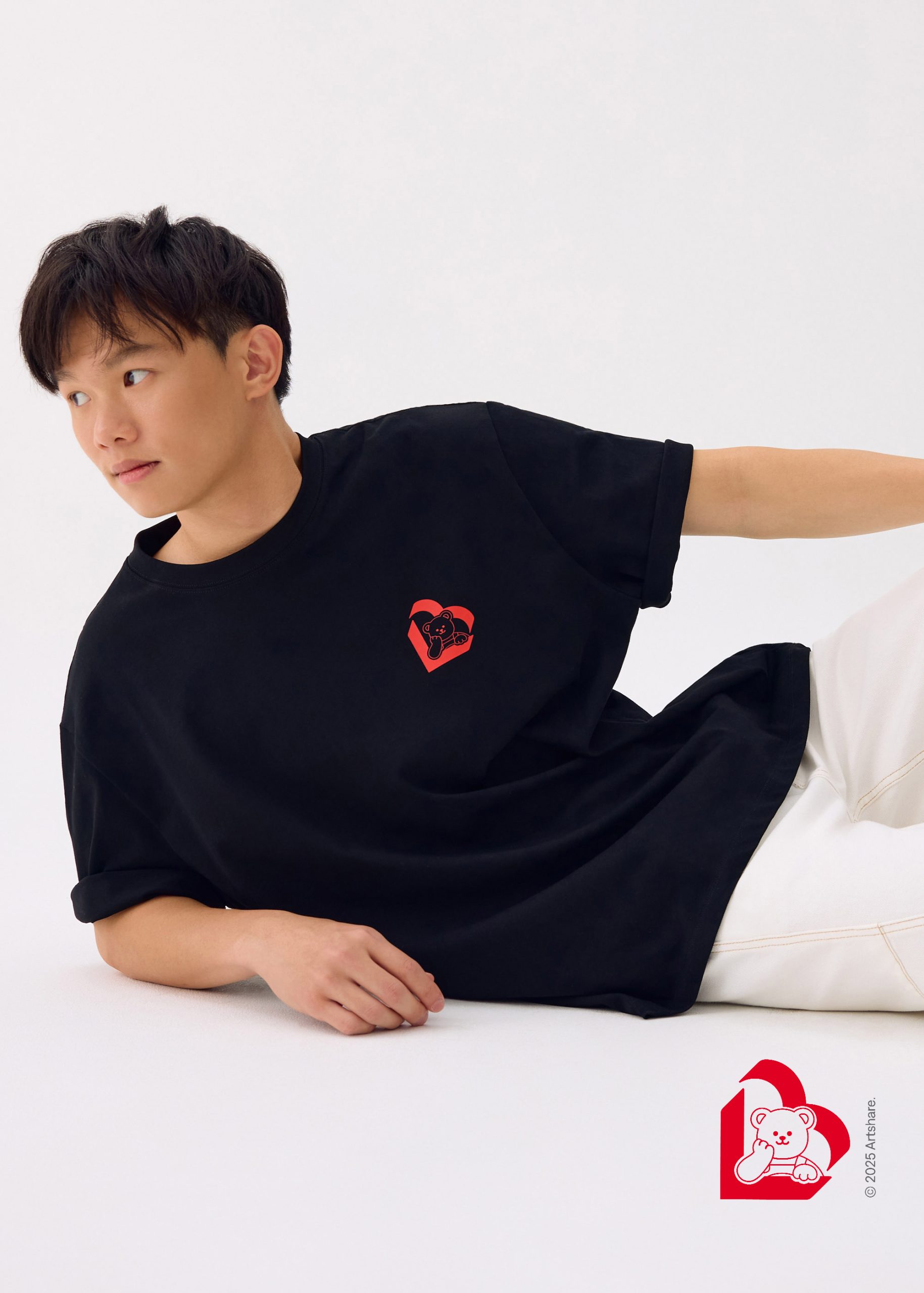 Love, Bonito | Wiggle Wiggle Unisex Oversized Drop Shoulder Tee in Black - Image 6