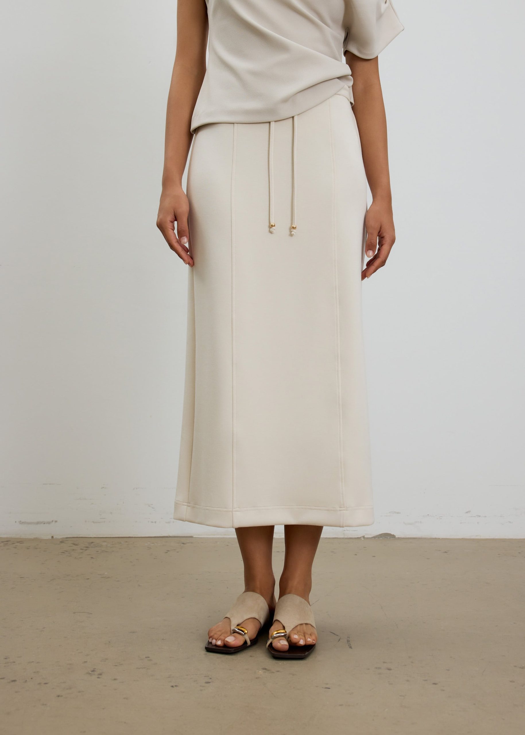 Neoprene High Waist Column Midaxi Skirt - Image 2