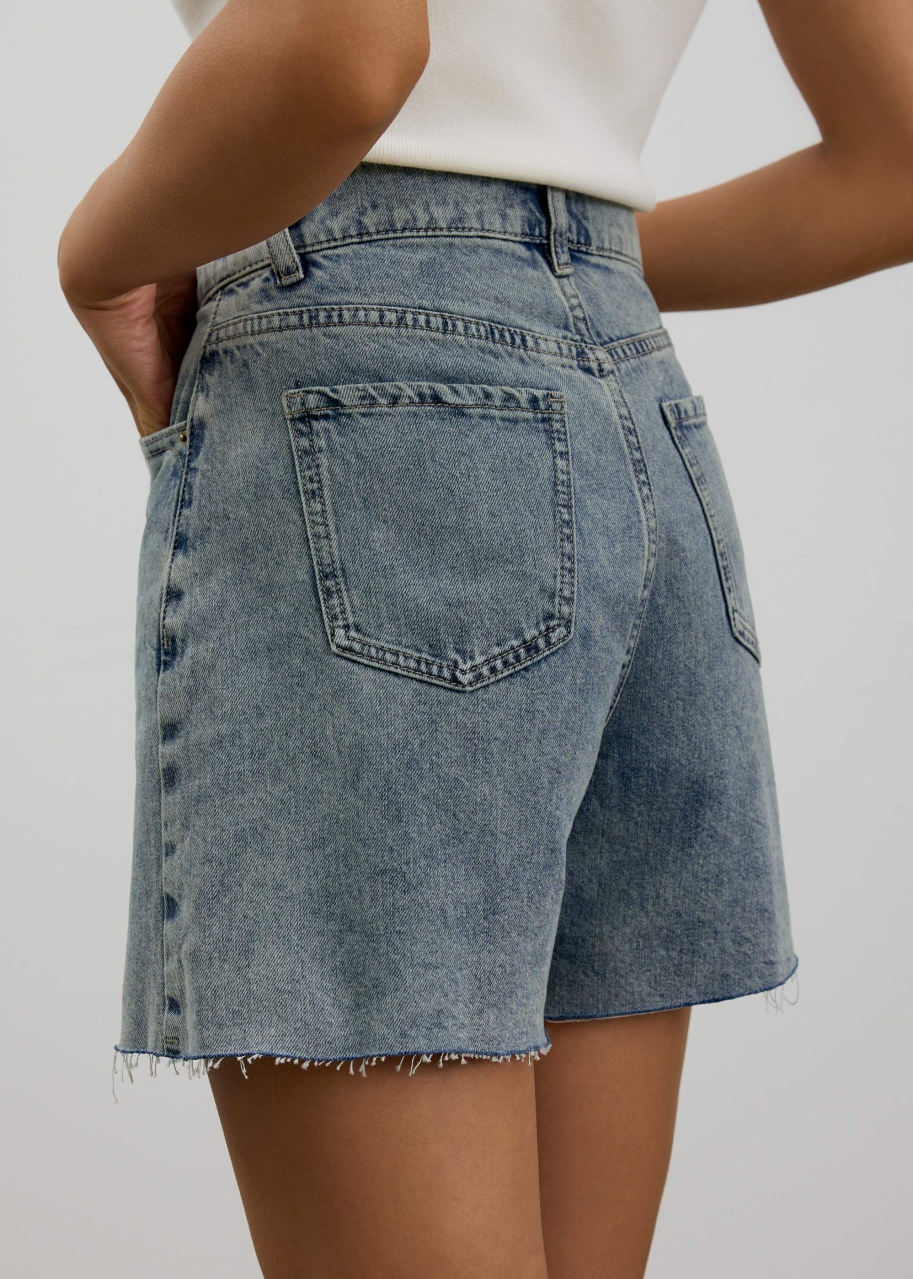 Sana High Waist Fray Denim Shorts - Image 16