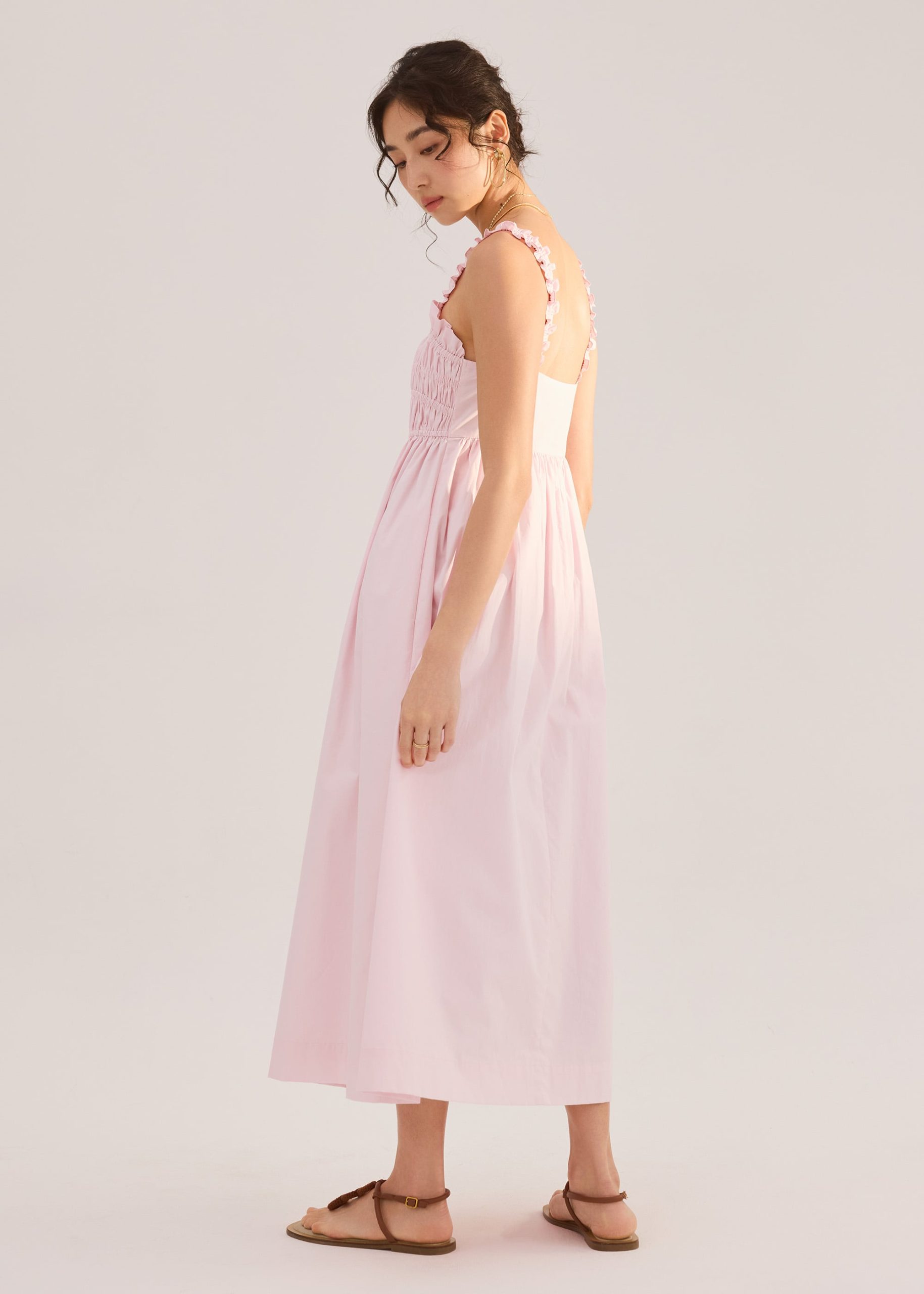 Cotton Ruched Sweetheart Fit & Flare Maxi Dress - Image 10