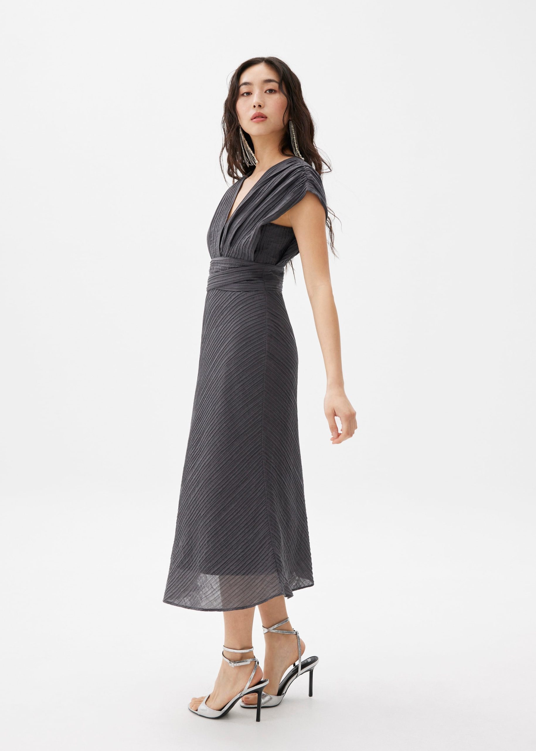 V-neck Fit & Flare Midi Dress - Image 6