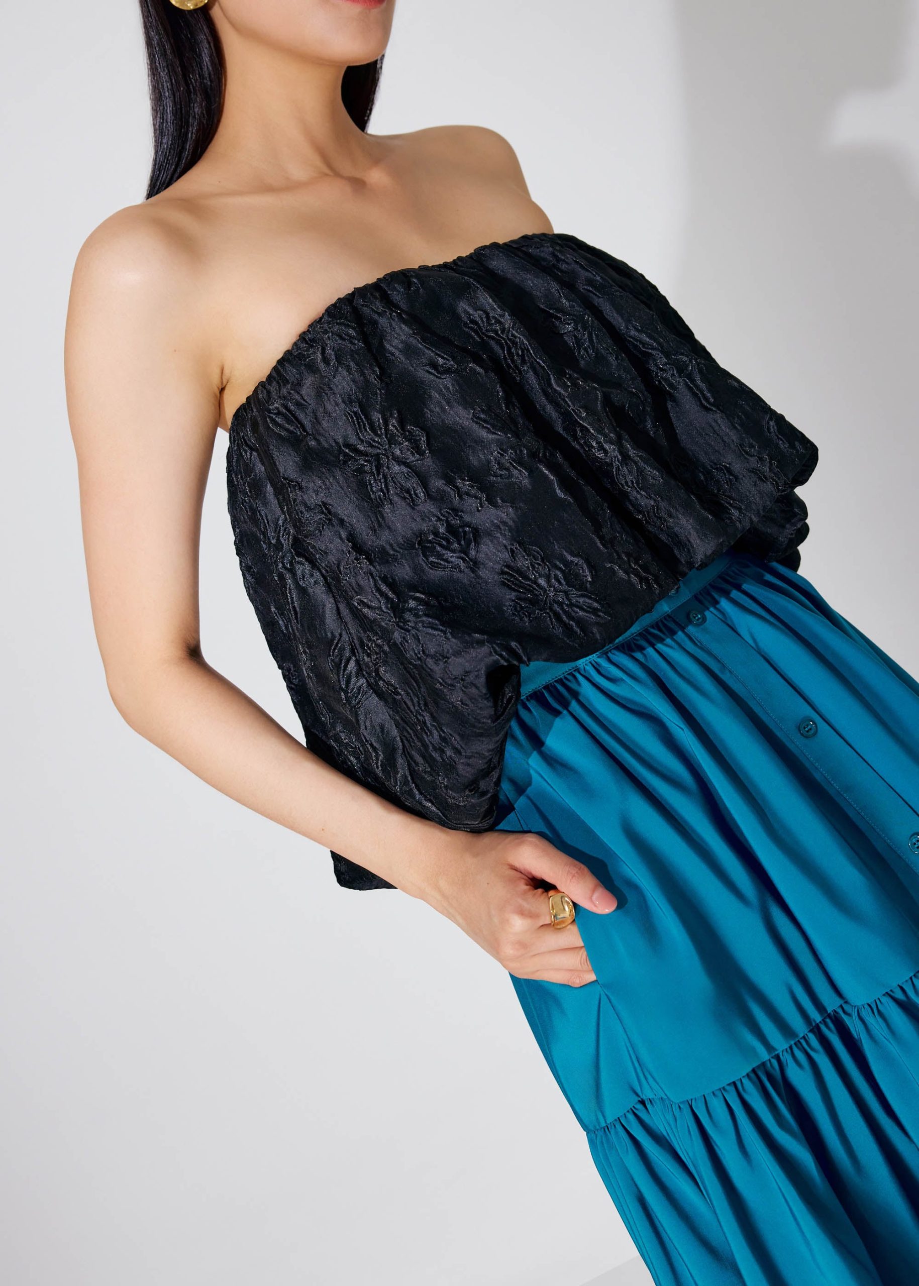 Floral Jacquard Tube Crop Top - Image 2