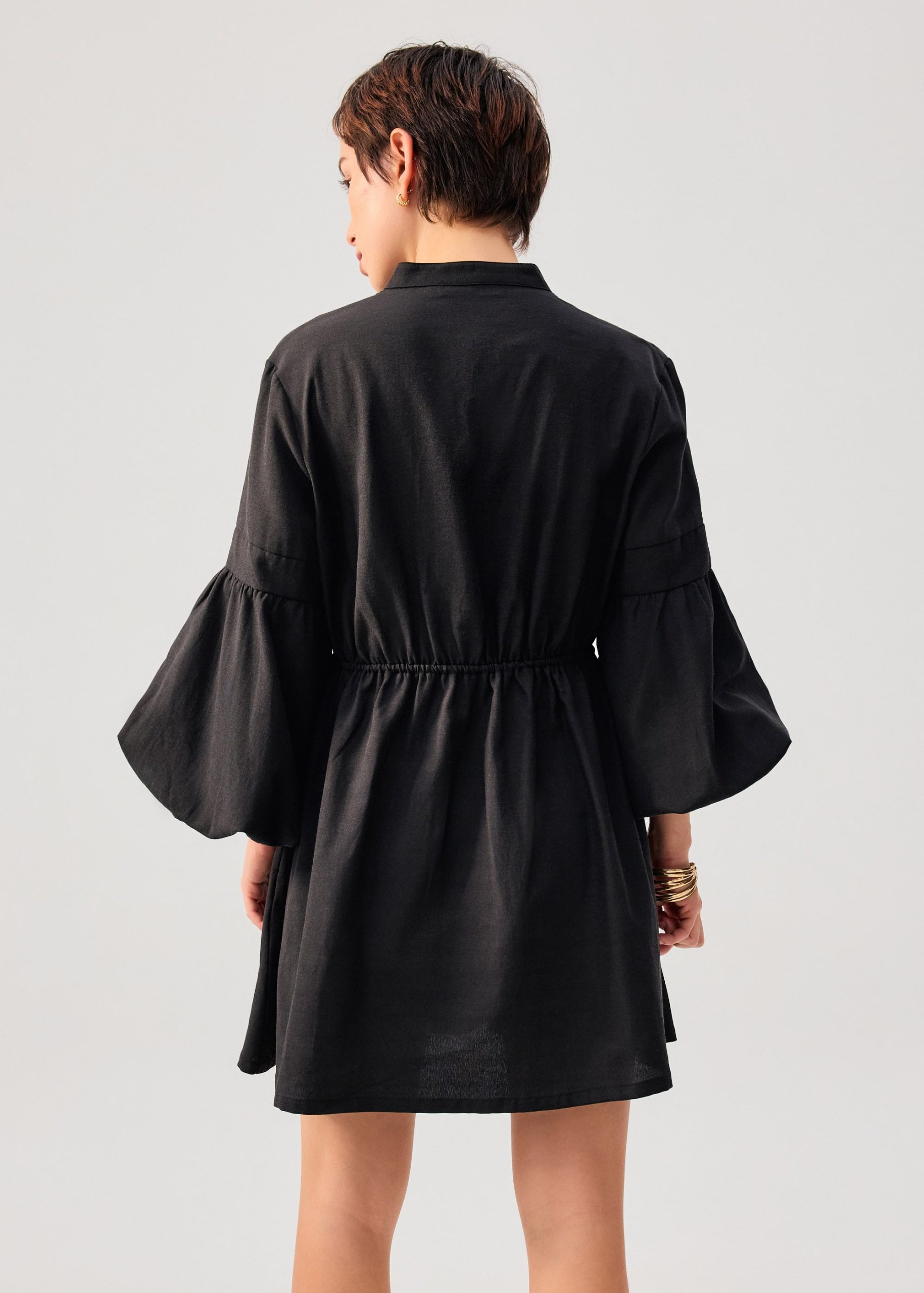 Cotton Puff Sleeve Babydoll Mini Dress - Image 5