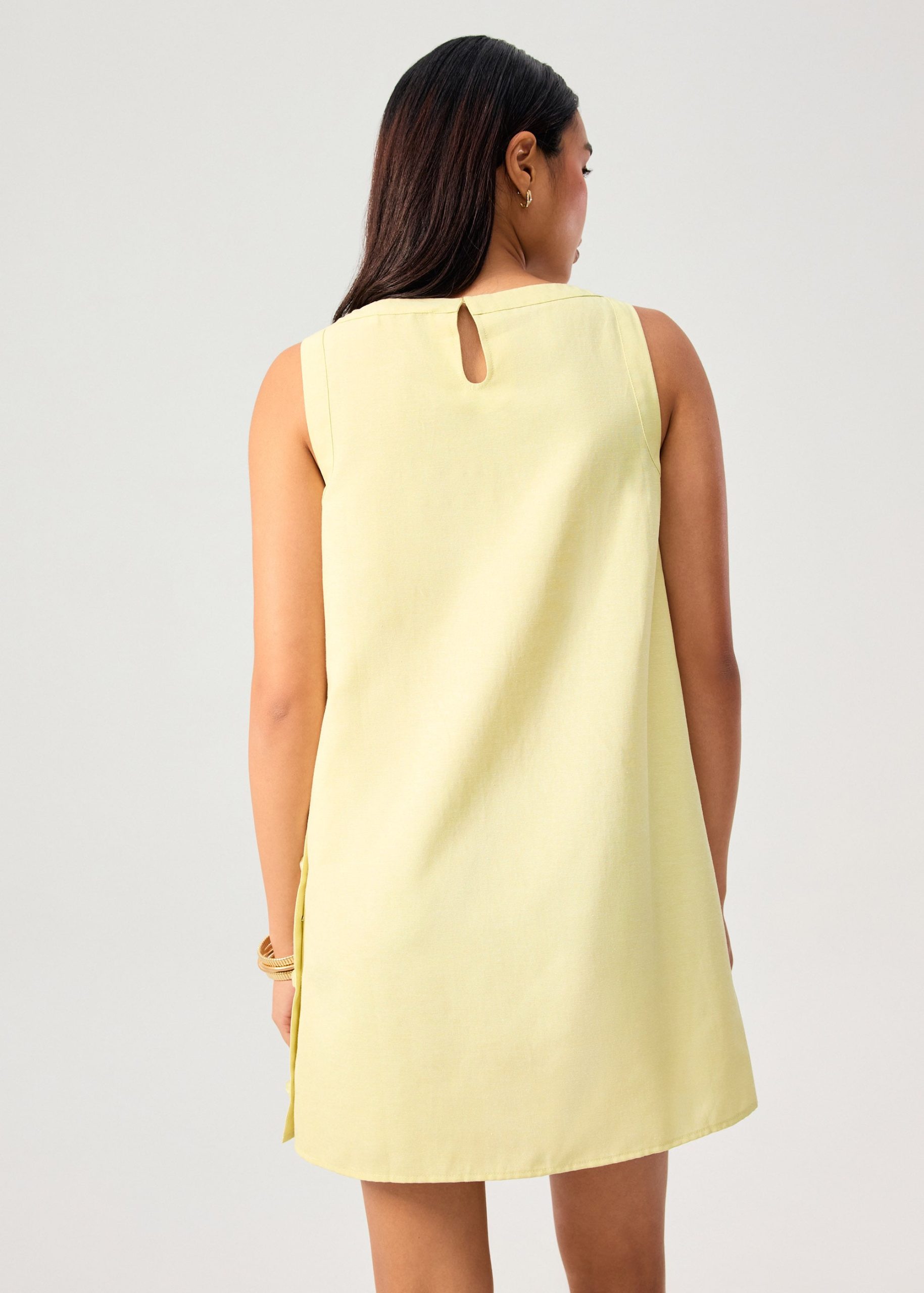 Cotton Boat Neck Shift Mini Dress - Image 16