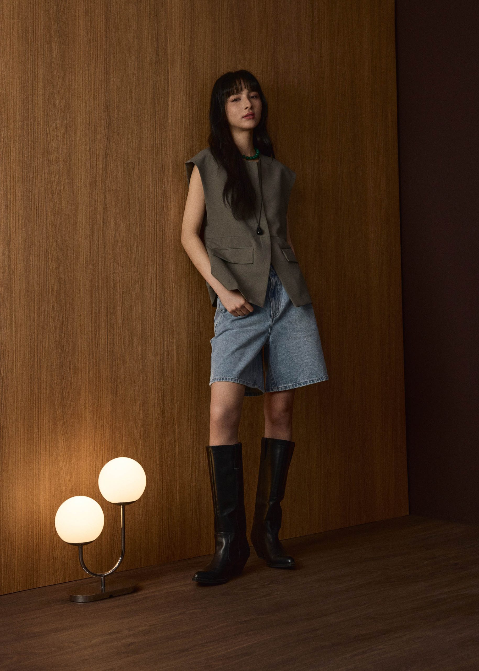 Riyo Twill Round Neck Boxy Vest - Image 17