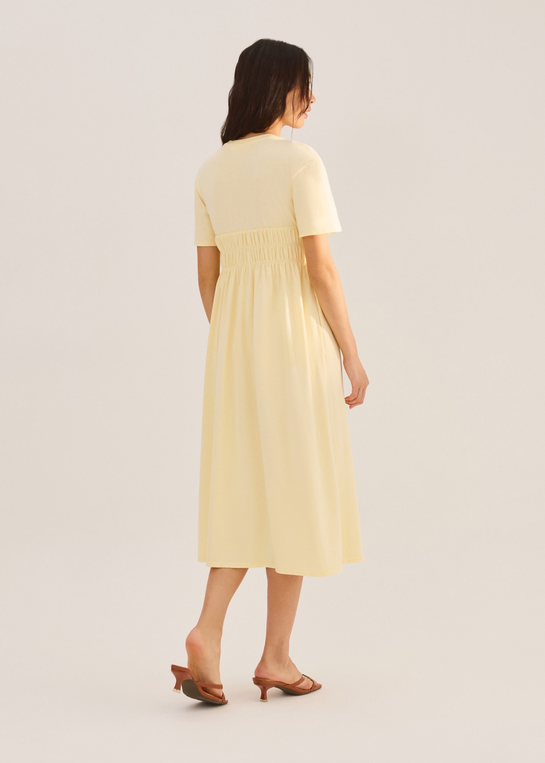 Jersey Ruched Bodice Round Neck Midi Dress - Image 9