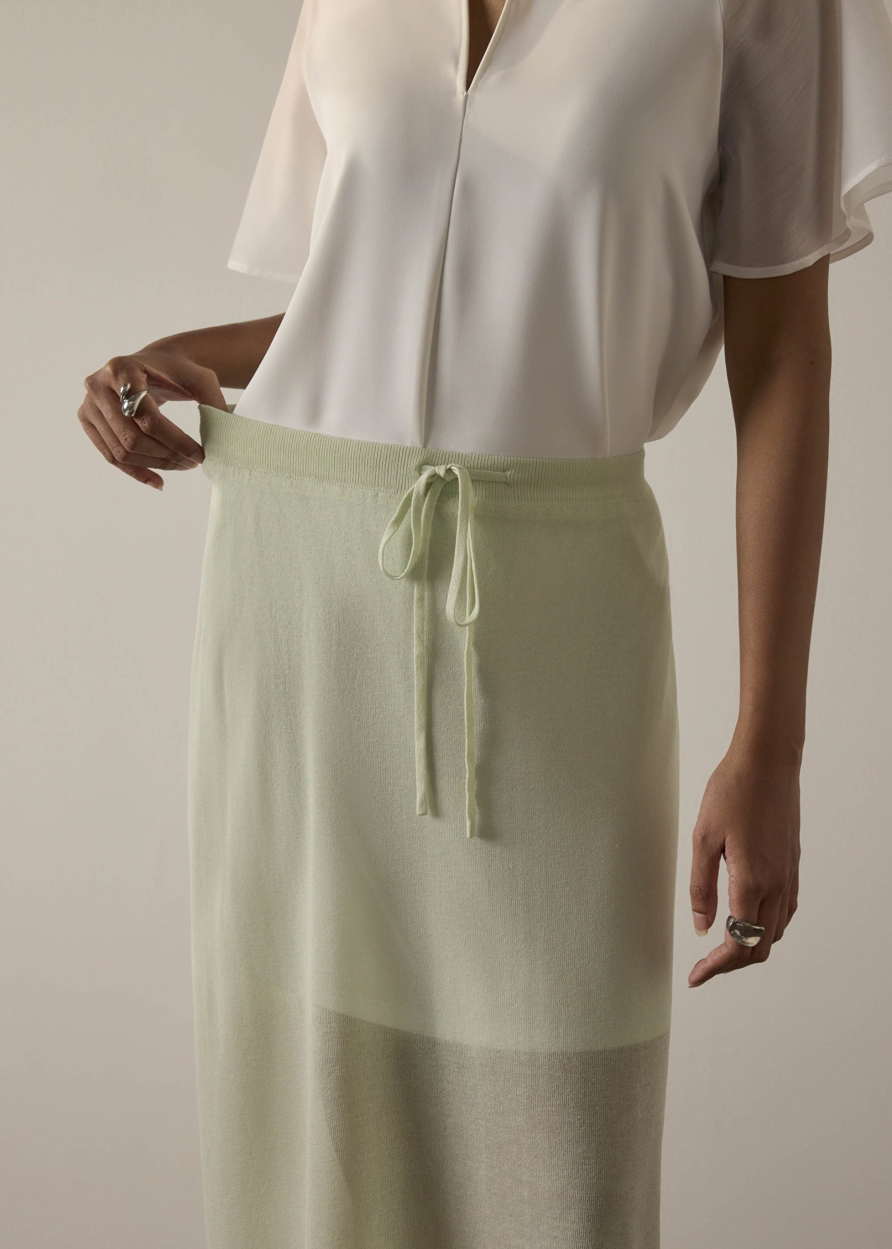 Sheer Knit A-line Maxi Skirt - Image 6