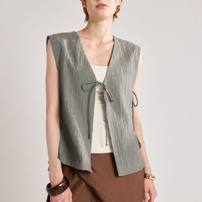 Multi-way Textured Long Vest