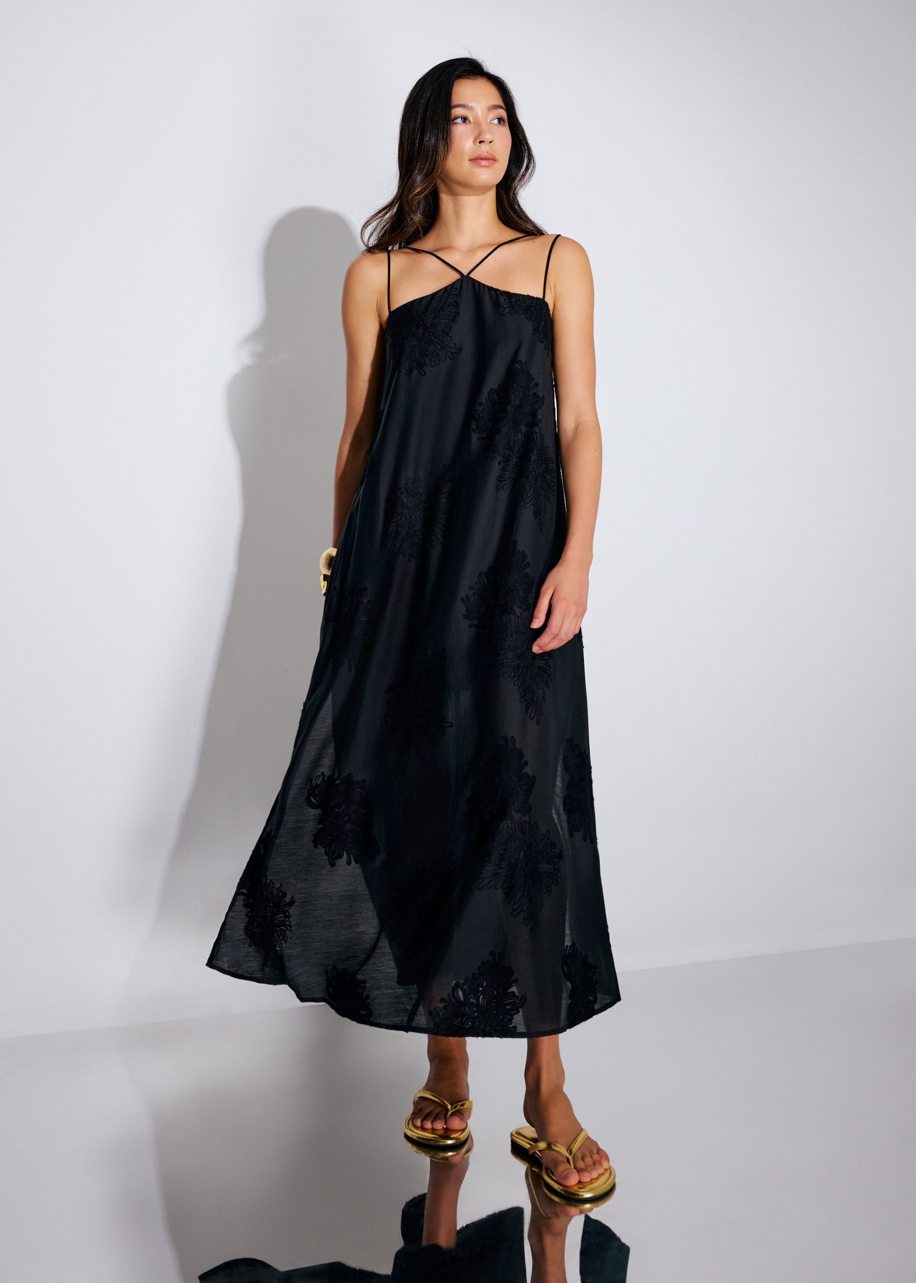 Embroidered Camisole Trapeze Maxi Dress - Image 5