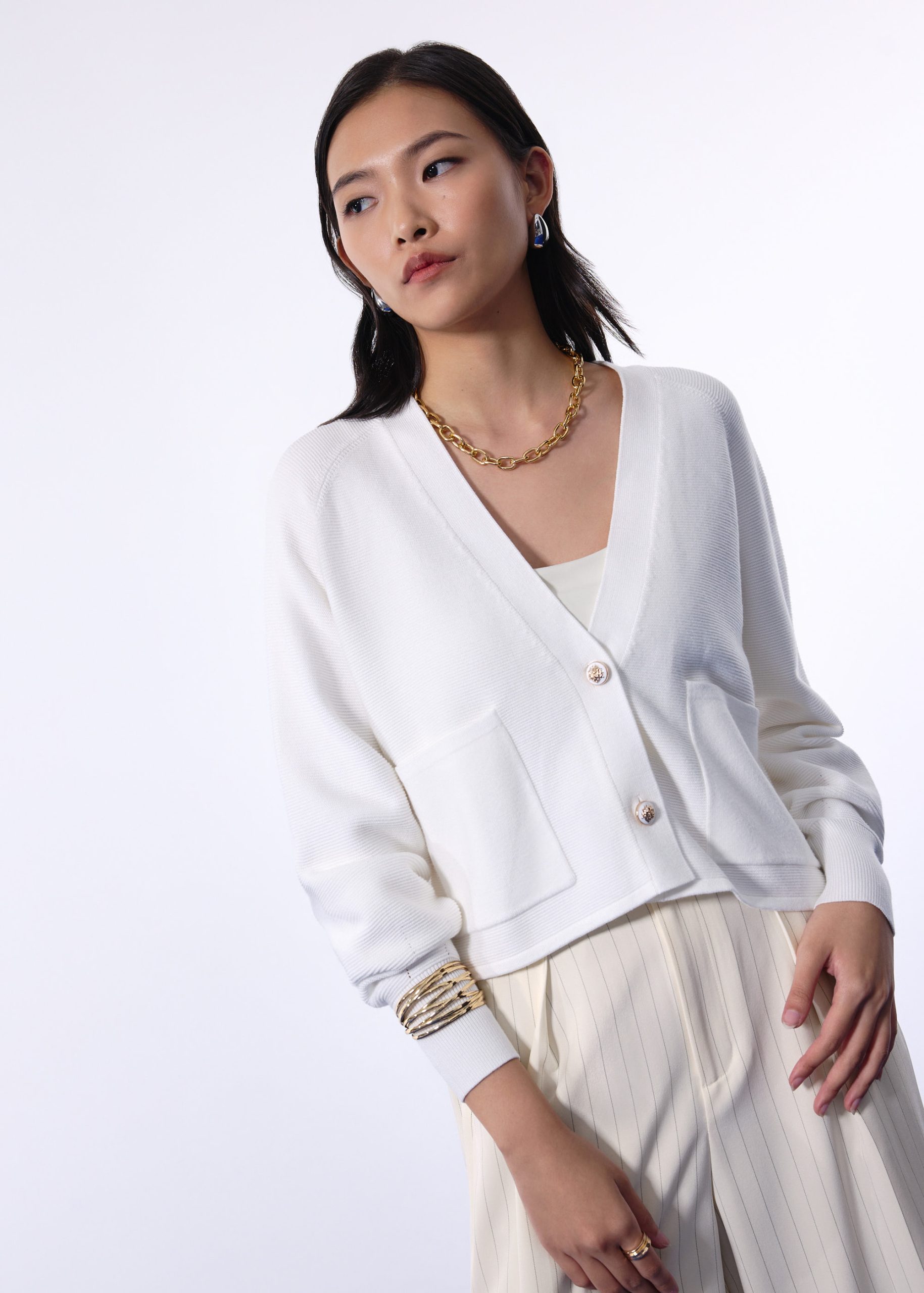 Priya Relaxed Classic Knit V-neck Cardigan - Image 11
