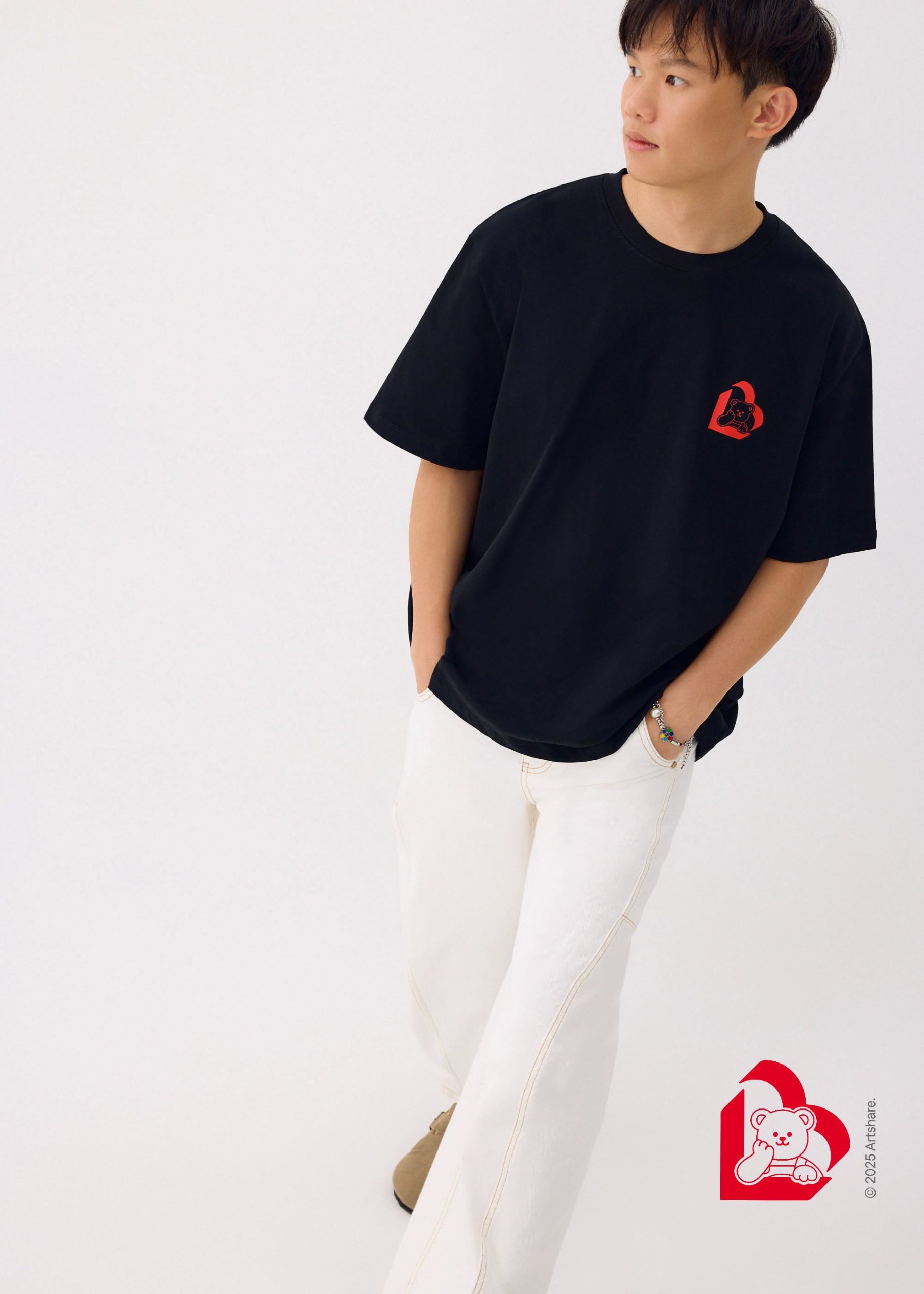 Love, Bonito | Wiggle Wiggle Unisex Oversized Drop Shoulder Tee in Black - Image 7