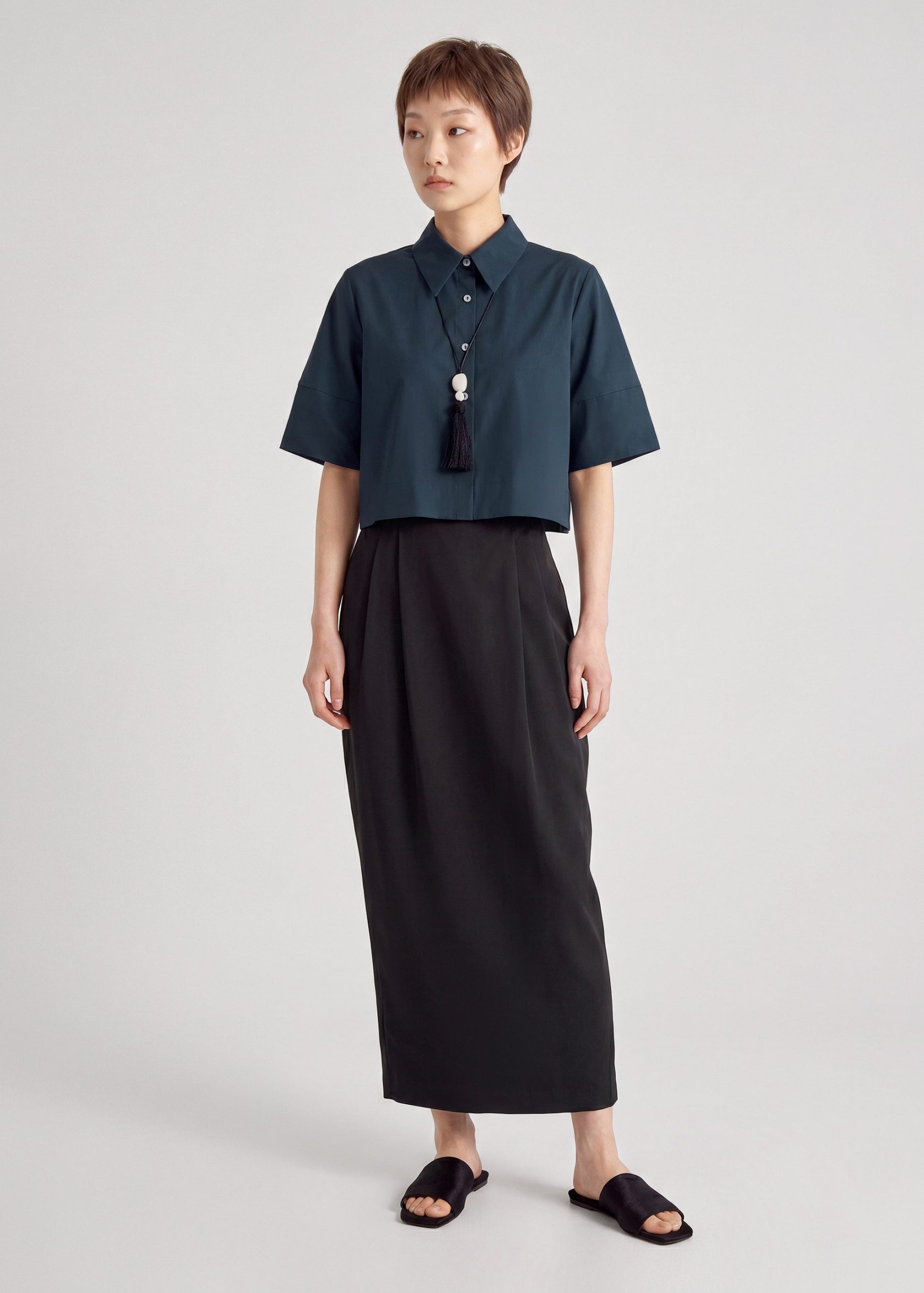Cocoon Sleeve Crop Shirt - Image 7