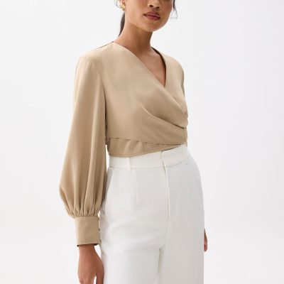 Cropped V-neck Wrap Top