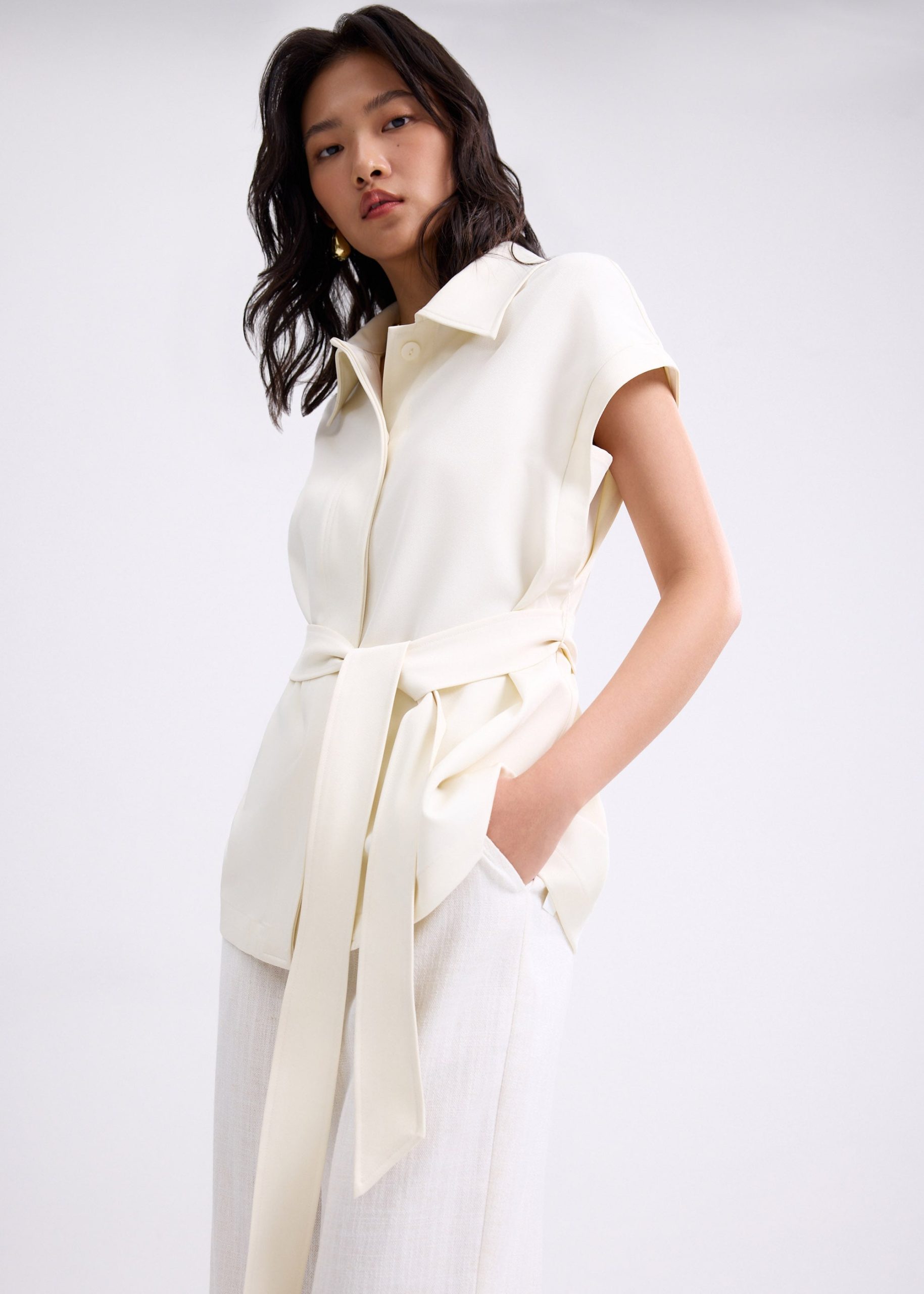 Aster Detachable Sash Tailored Tunic Vest Top